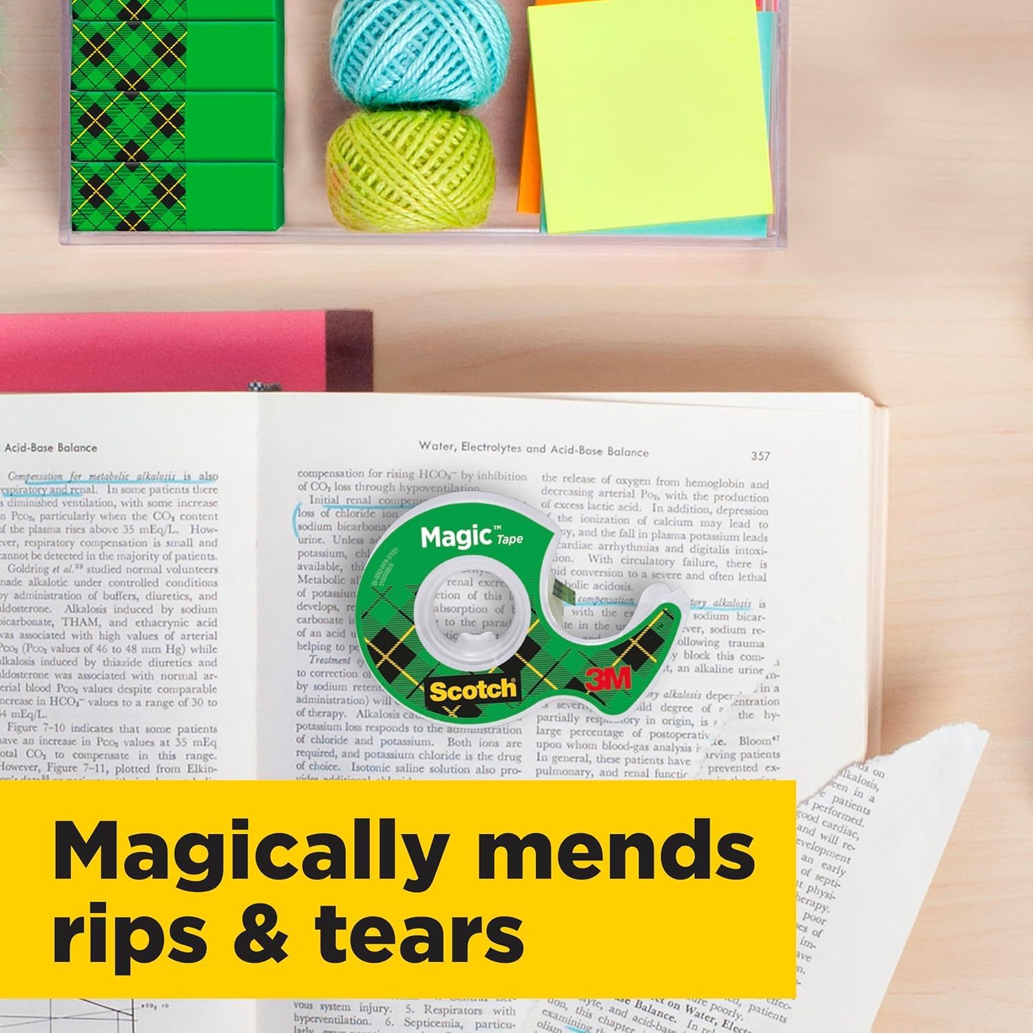 Detalle de Scotch Magic Tape Promo Pack: 2 Rolls on Handheld Dispenser + 1 Free, 19 mm x 7.5 m