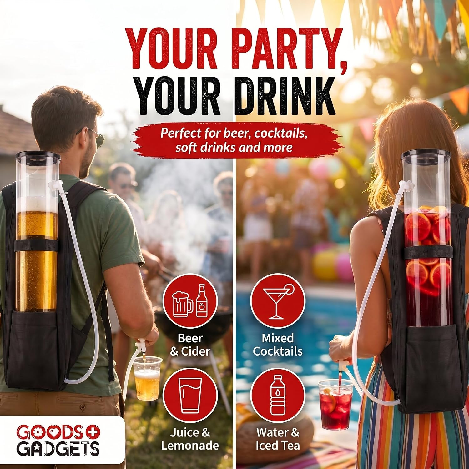 Thumbnail 4 de GOODS+GADGETS Beer Backpack Duo, 6 L Drinks Dispenser with Taps