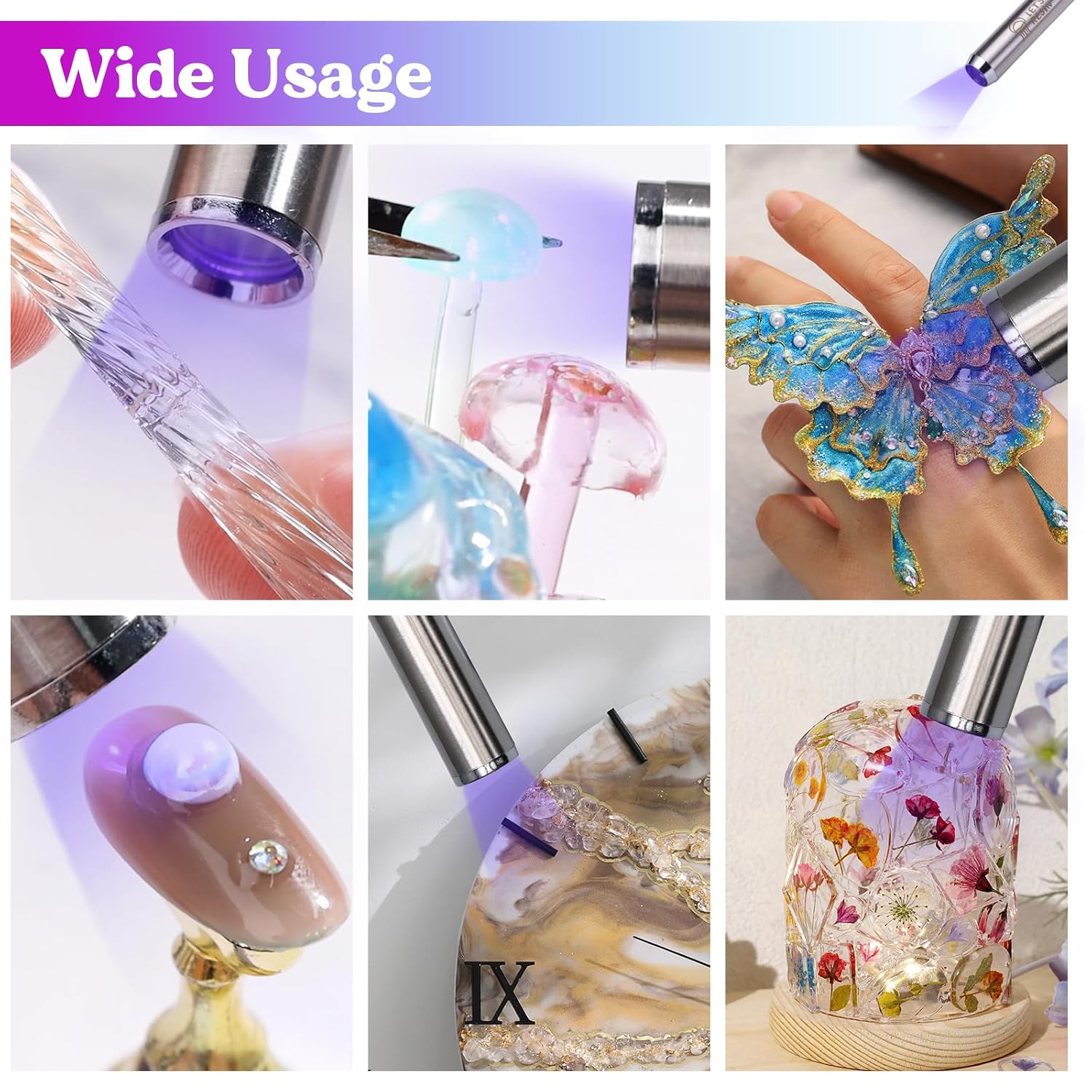 Detalle 2 de LET'S RESIN ALR00075 UV Resin Kit with Light, 30g Adhesive for Glass, Plastic & Metal