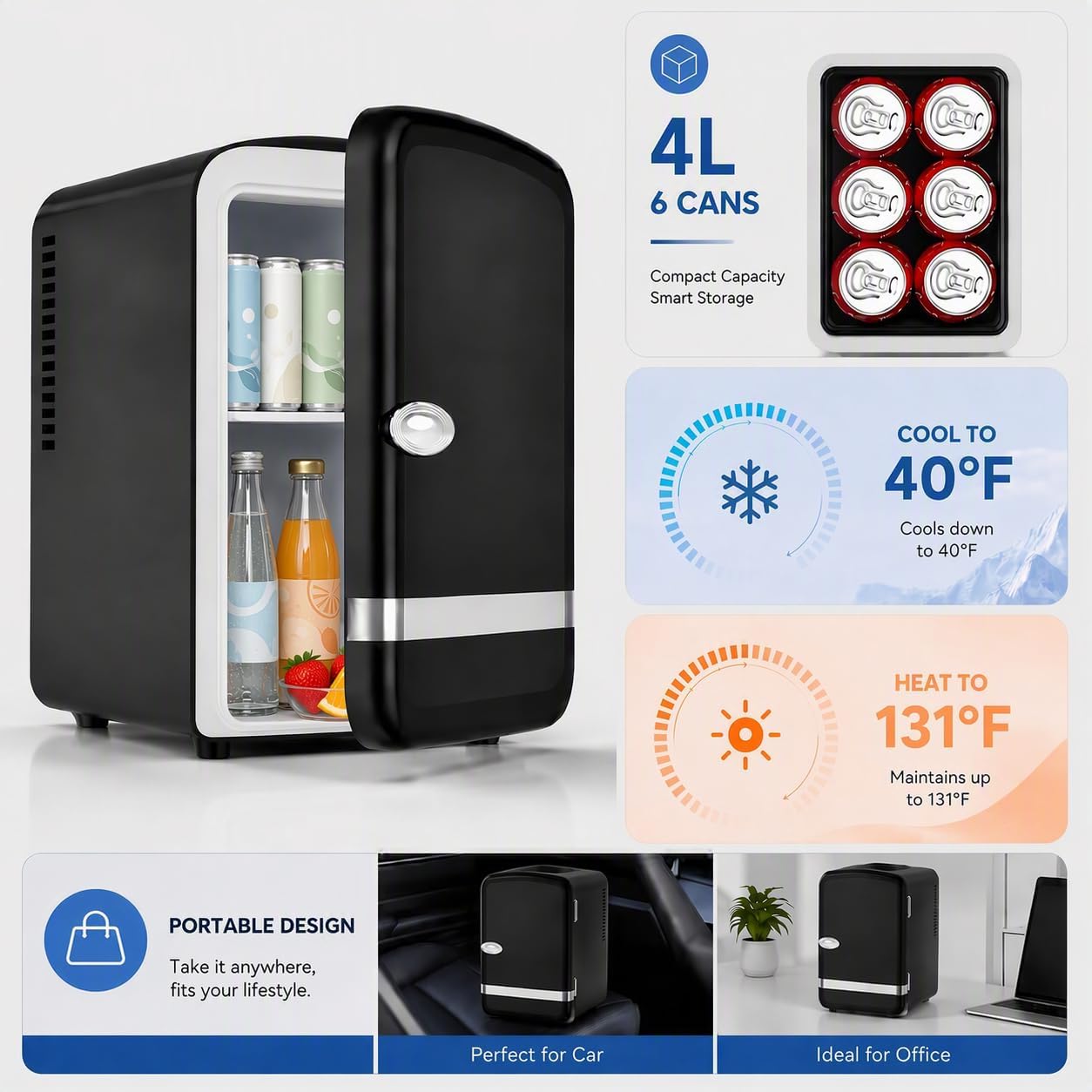 Detalle 2 de Kismile LY2504L2 4L Mini Fridge with AC/DC Power and Removable Shelf