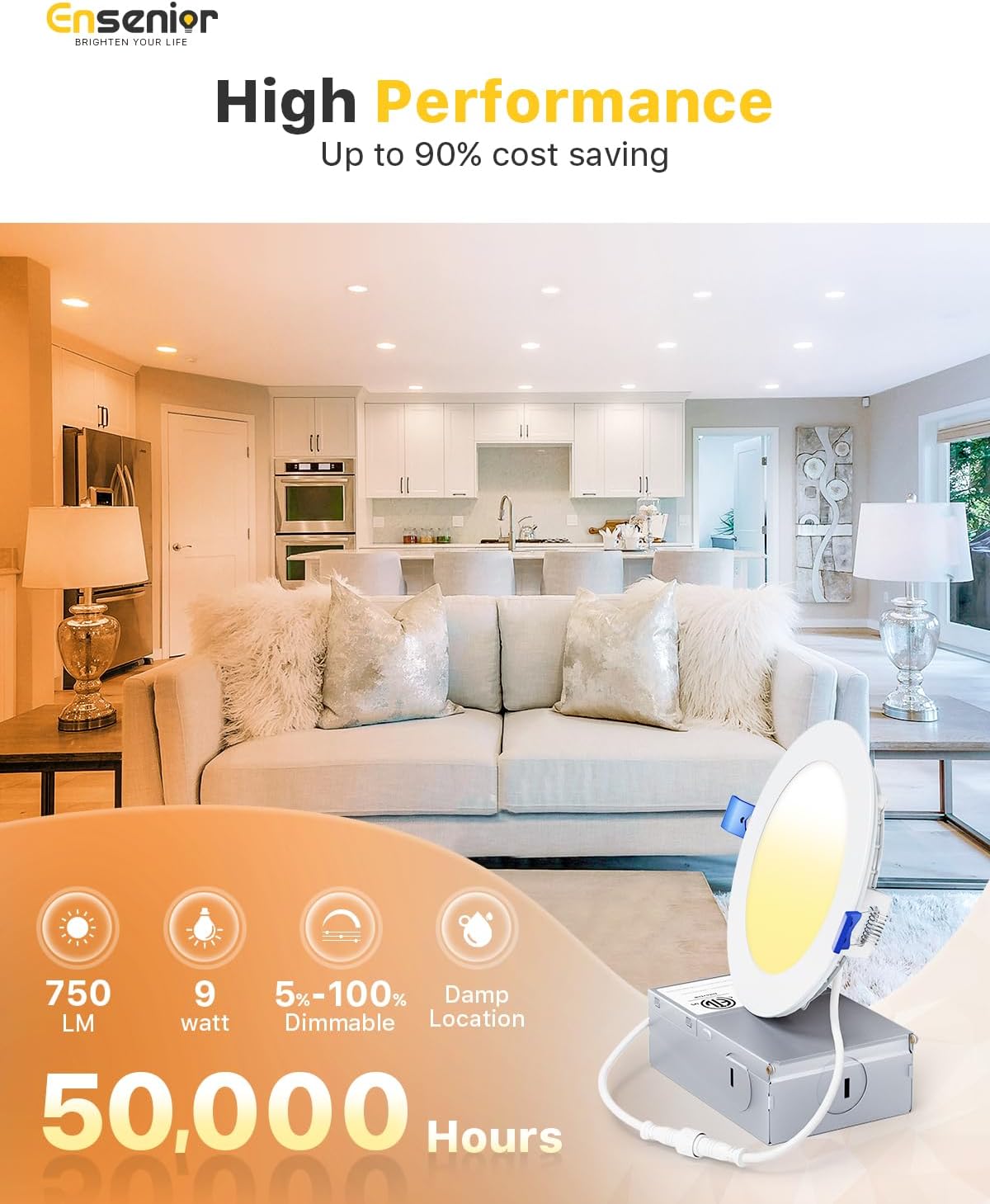 Detalle 2 de Ensenior 4-Inch Canless LED Recessed Lights