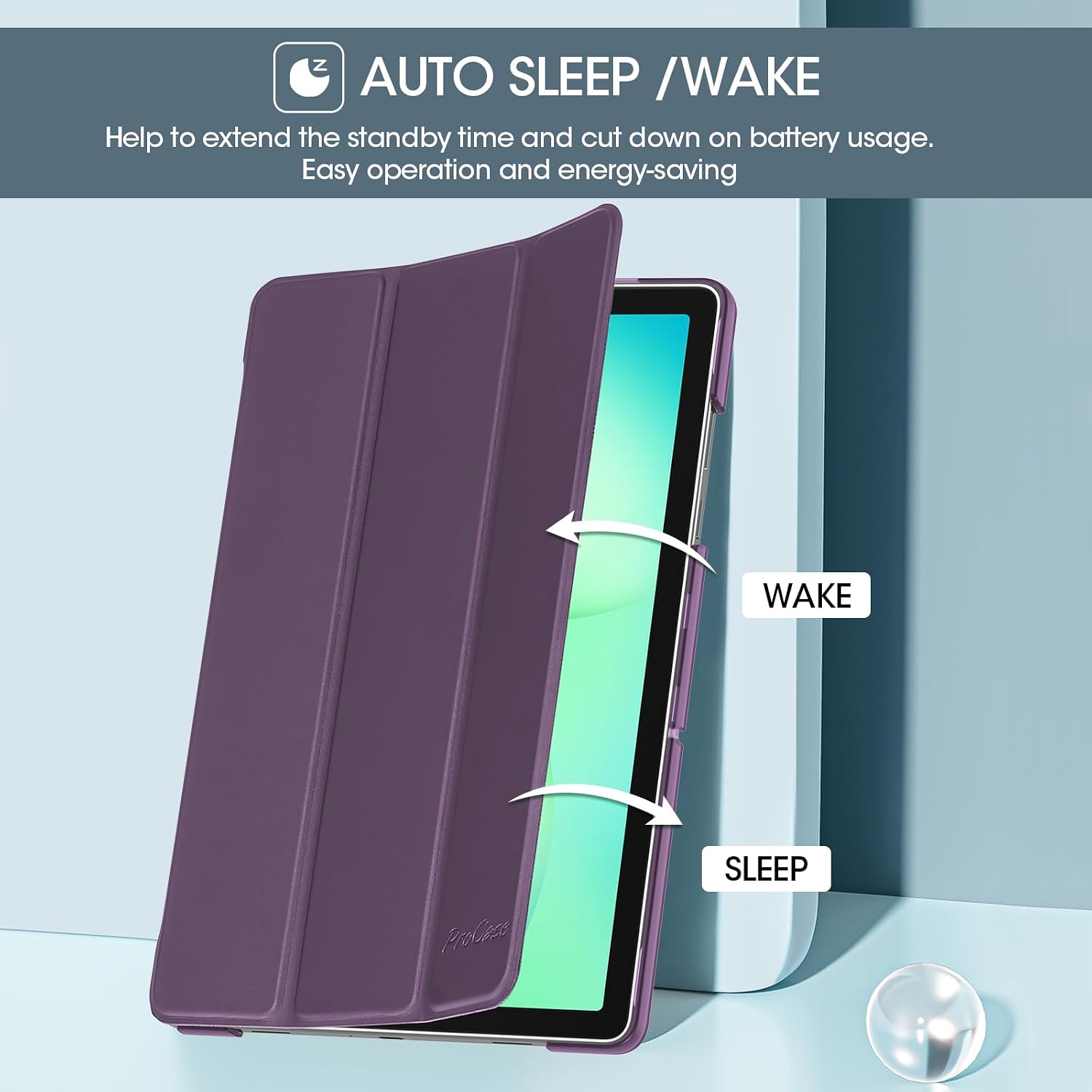 Detalle 2 de ProCase tri-fold case for Samsung Galaxy Tab A11+ / A9+ 11-inch (SM-X230 / SM-X210) with auto sleep & wake