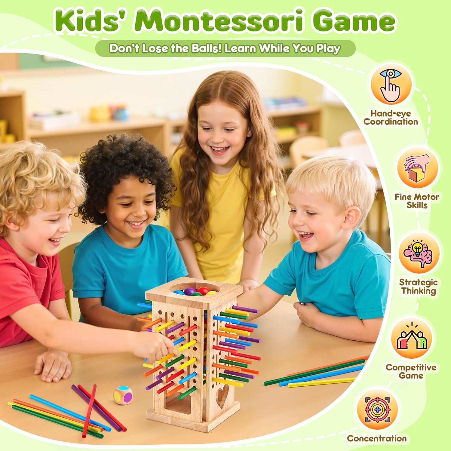Detalle 2 de Montessori stick board game for 3-8