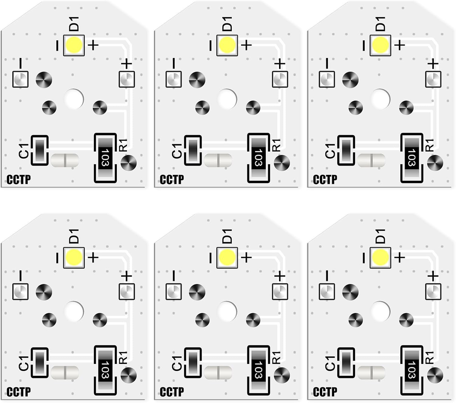Detalle de CCTP W11527432 LED Refrigerator Light Bulb, WR55X11132 Replacement, 6-Pack