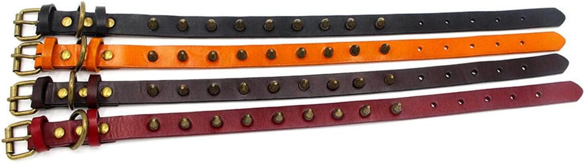 Thumbnail 2 de Spiked leather dog collar with rivet studs and adjustable buckle (black) for small to large dogs