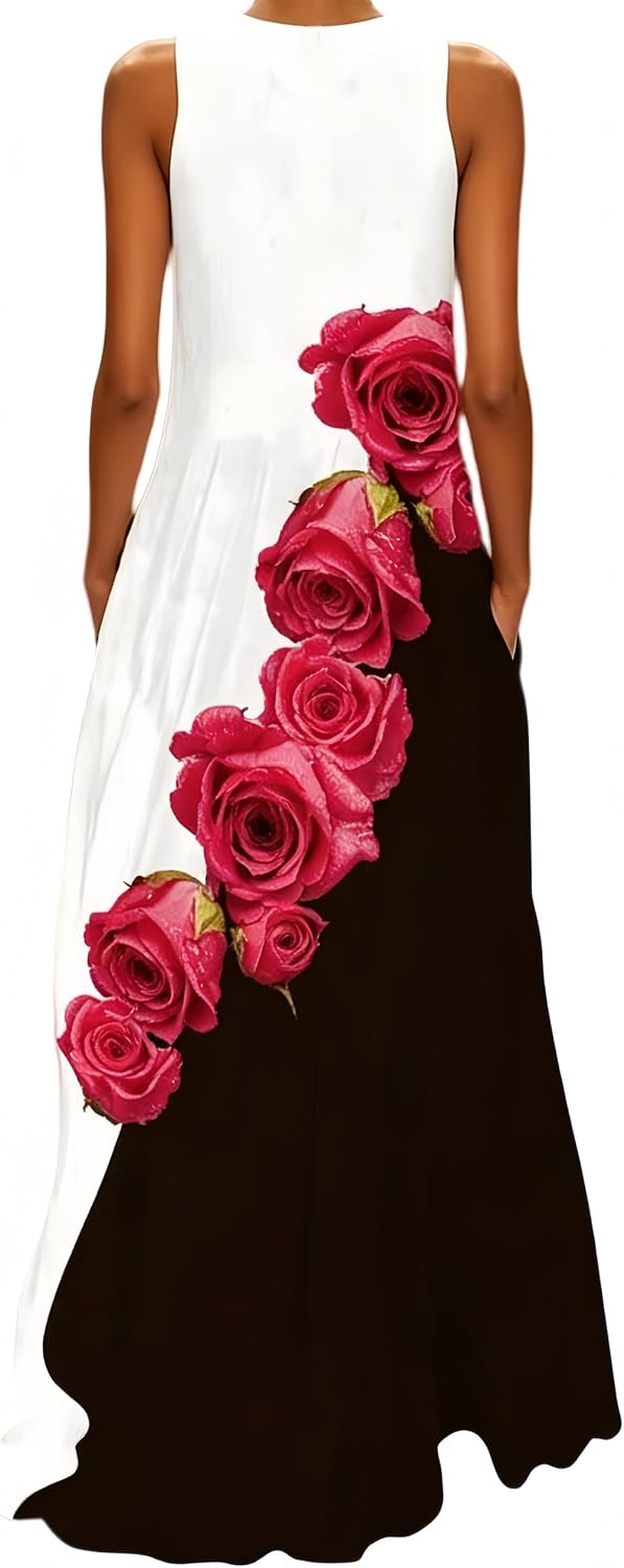 Thumbnail 2 de Ocean Plus lange maxi-jurk met bloemenprint, mouwloos en V-hals