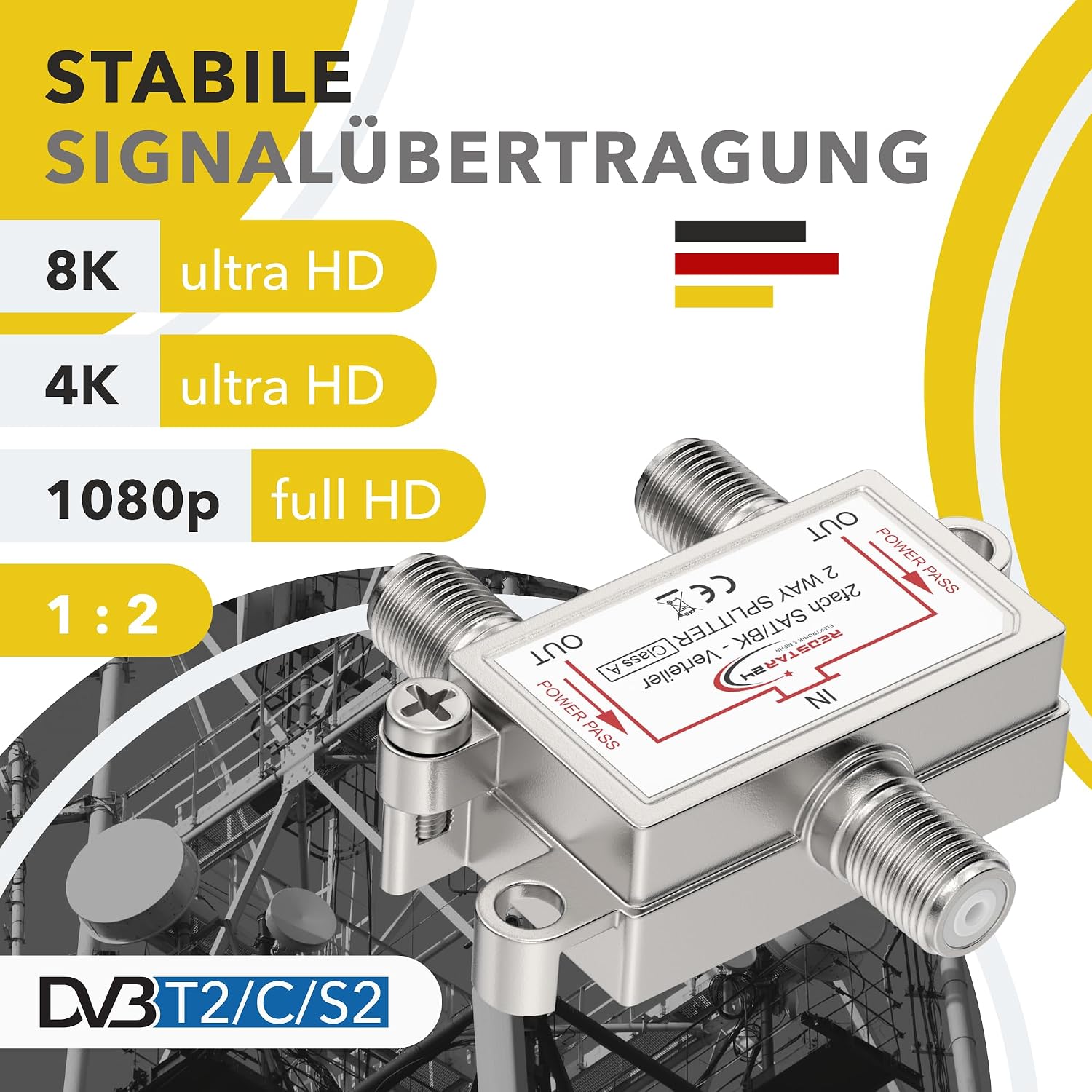 Thumbnail 6 de Redstar24 2-Fach SAT BK Verteiler – Premium SAT-Verteiler für HDTV/UHD 4K