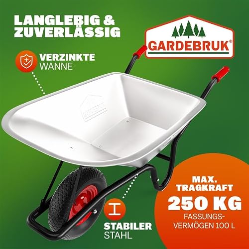 Detalle 2 de Gardebruk Schubkarre 100L 250kg – robuste Allround-Lösung für Garten und Baustelle