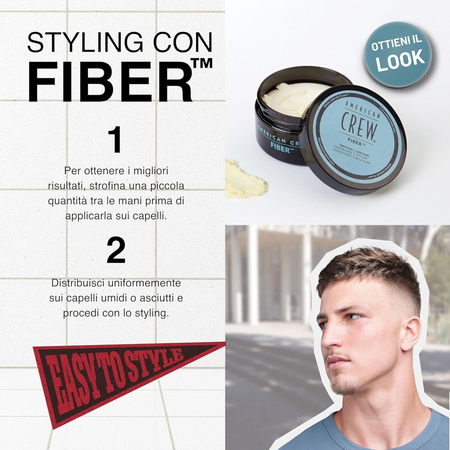 Thumbnail 3 de American Crew Fiber 85g Cera Capelli Uomo