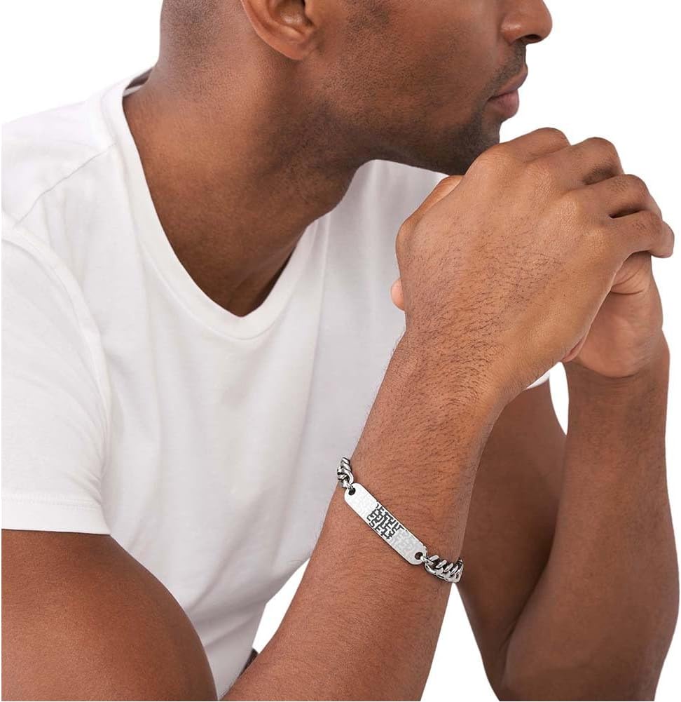 Detalle 2 de Diesel Herrenarmband aus Edelstahl – Doppel-Ton, matt & Karabinerverschluss