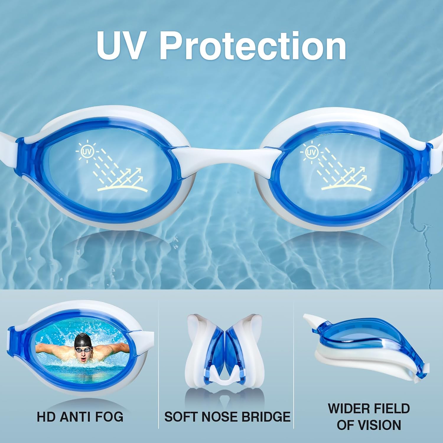 Thumbnail 1 de Dizokizo Swimming Goggles: No Leaking, Anti-Fog, UV Protection