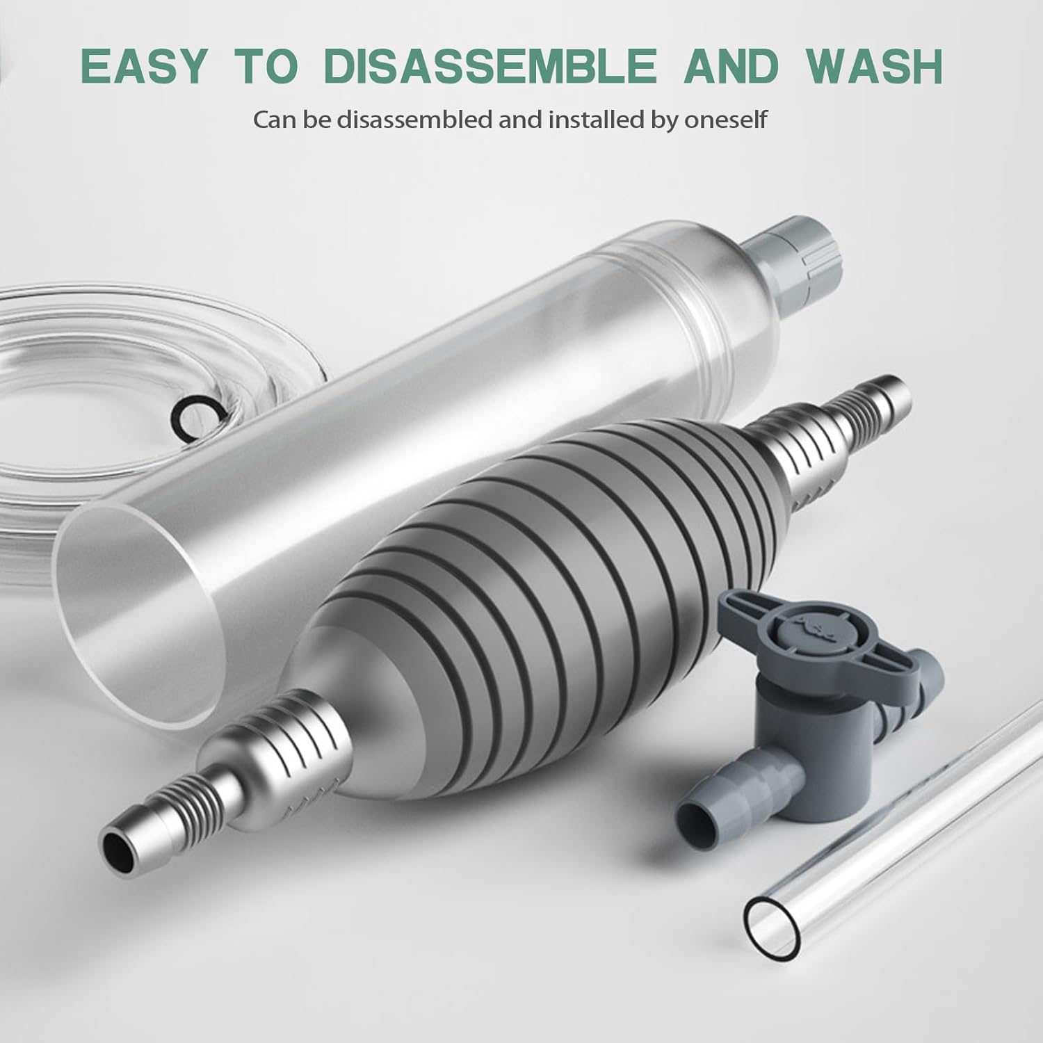 Detalle de ZYQUES 3 in 1 Fish Tank Syphon Pump Kit (260 cm) with gravel cleaner, filter grid and air-pressing button