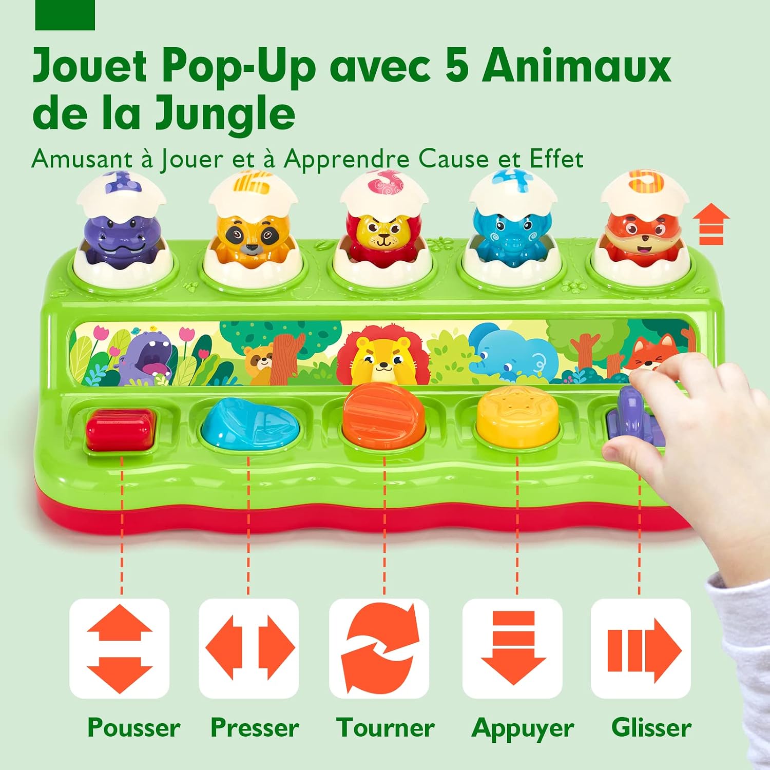 Detalle 2 de hahaland Jouet pop-up animaux 12 mois