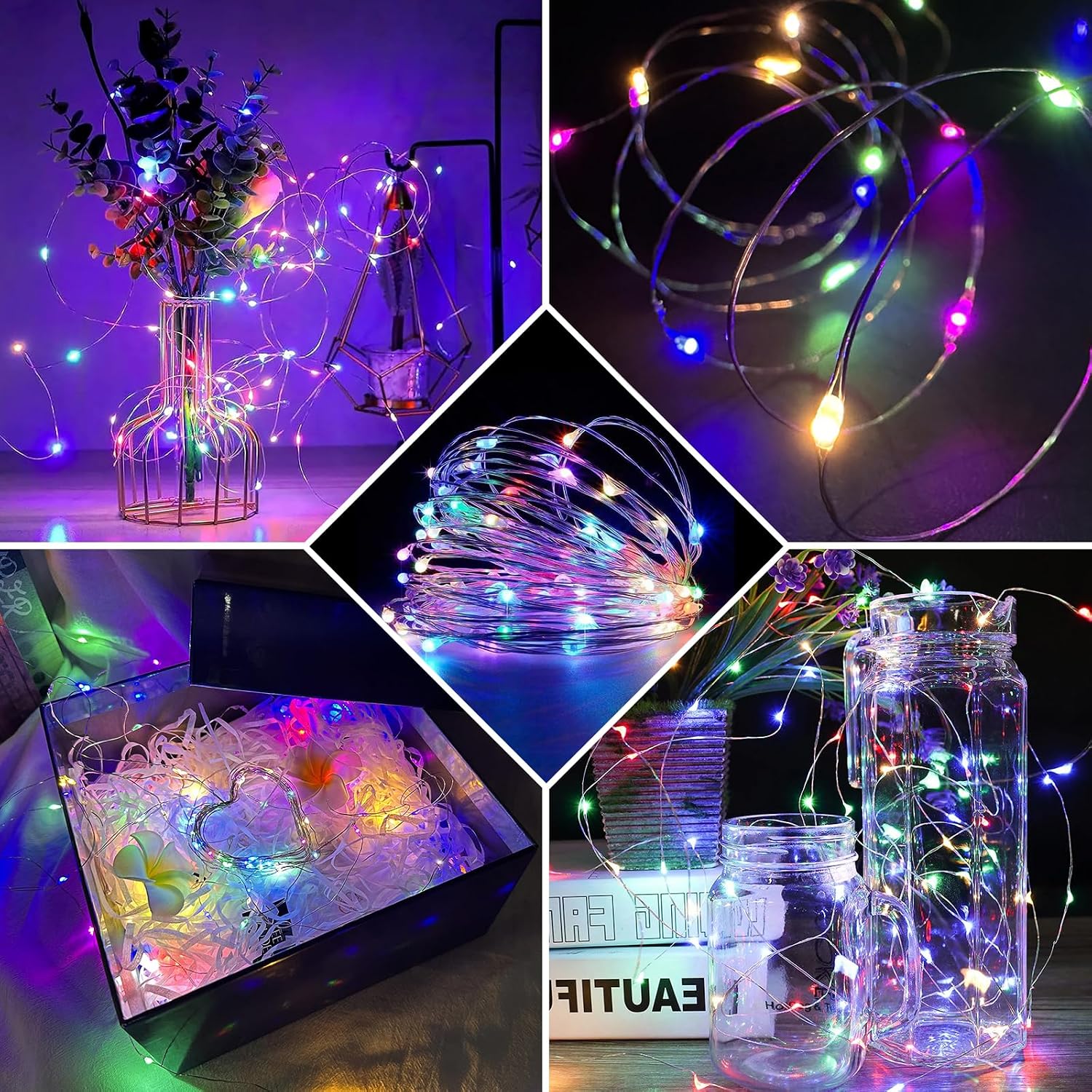 Detalle 1 de chzk D11-UG-V8A4 8-Pack Fairy Lights, 7 ft, 20 LEDs, 3 Modes