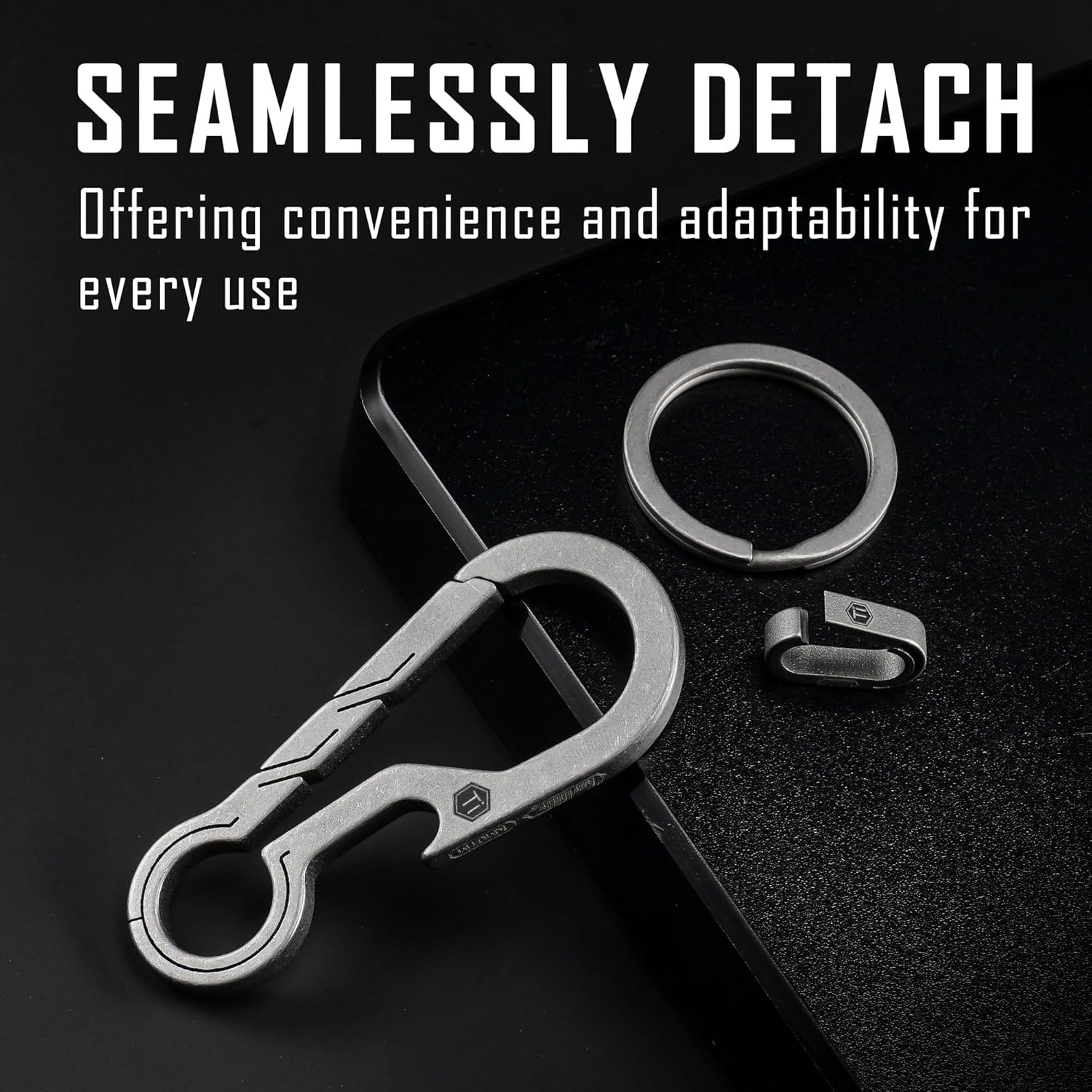 Thumbnail 5 de KeyUnity KM01 Titanium EDC Keychain Clip with Bottle Opener (Quick Release Carabiner Key Ring Holder)