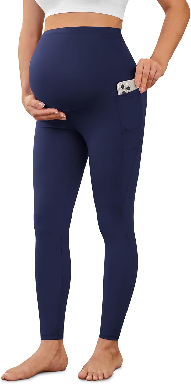 Detalle de VALANDY Creamlush Maternity Leggings Over Bump with Pockets