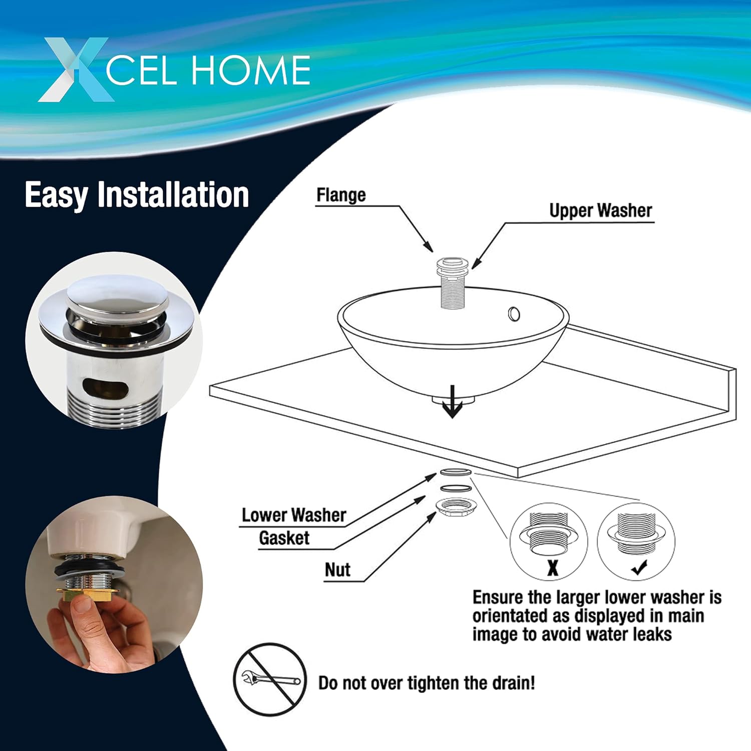 Thumbnail 5 de Xcel Home Replacement Slotted Chrome Basin Waste 10