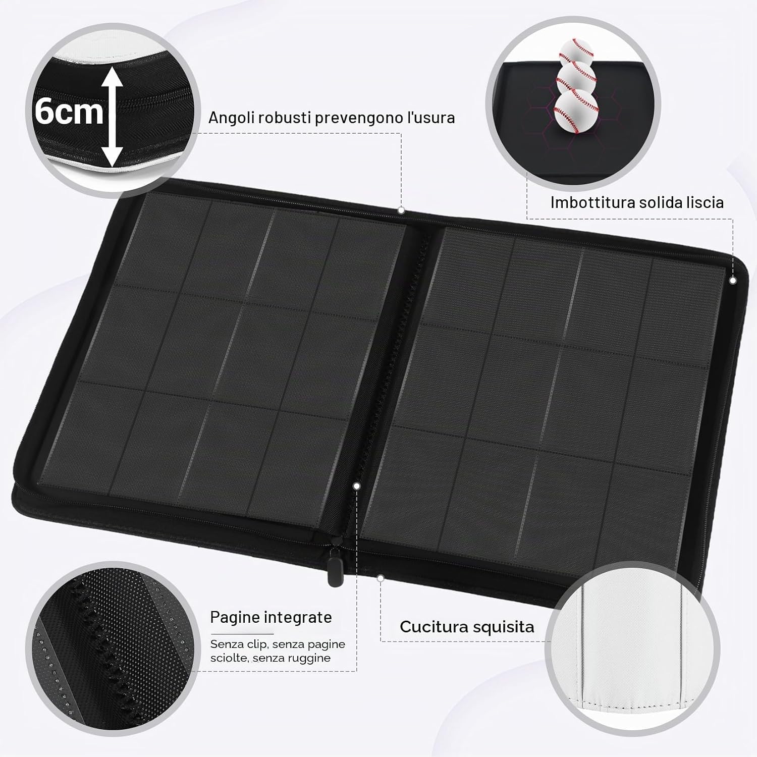 Thumbnail 3 de WITHYU Album da Collezione per Carte 12 Tasche, 720 Carte, Impermeabile con Chiusura Lampo — Protezione, Vetrinatura e Portabilità
