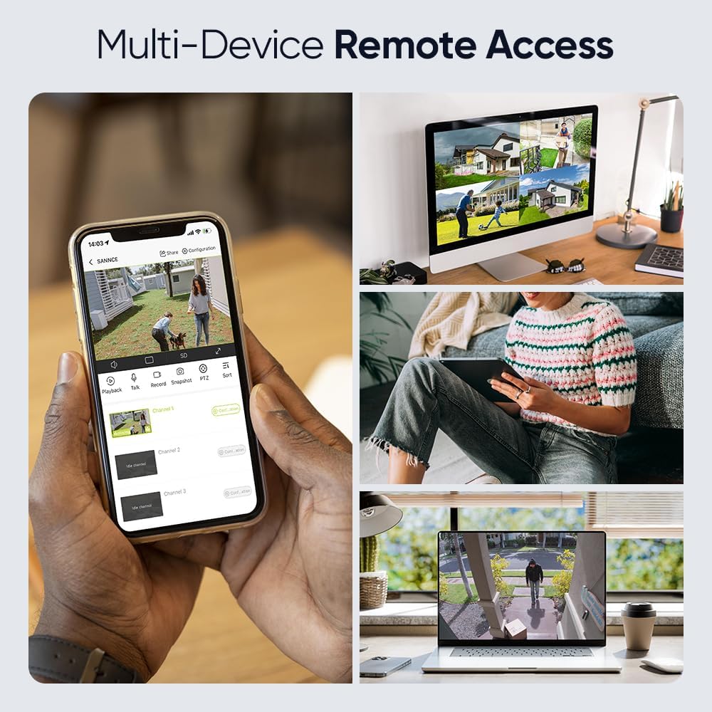 Thumbnail 6 de SANNCE 8CH POE CCTV System with 4x 3MP Outdoor Cameras and 1TB HDD — 6MP NVR, 2K Clarity, IP67 Weatherproof