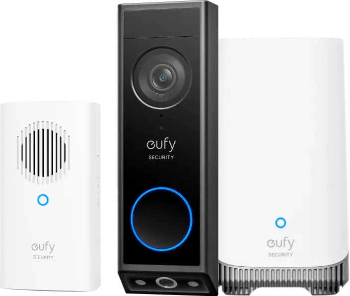 Detalle de eufy eufyCam S4 + HomeBase 3 + Video Doorbell E340 + Chime – Sicherheits-Set für Garten und Vorgarten