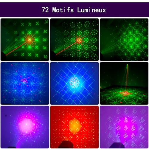 Detalle de Boule Disco LED WINSAFE 72 motifs de projection – Projecteur de soirée RGB avec télécommande et commande vocale