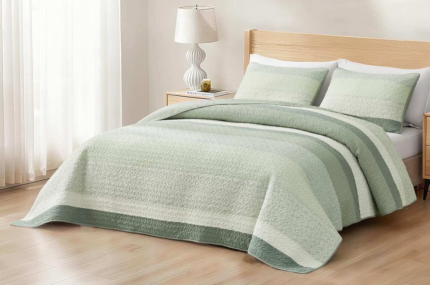Detalle de Chezmoi Collection Quilt Set, Twin Size