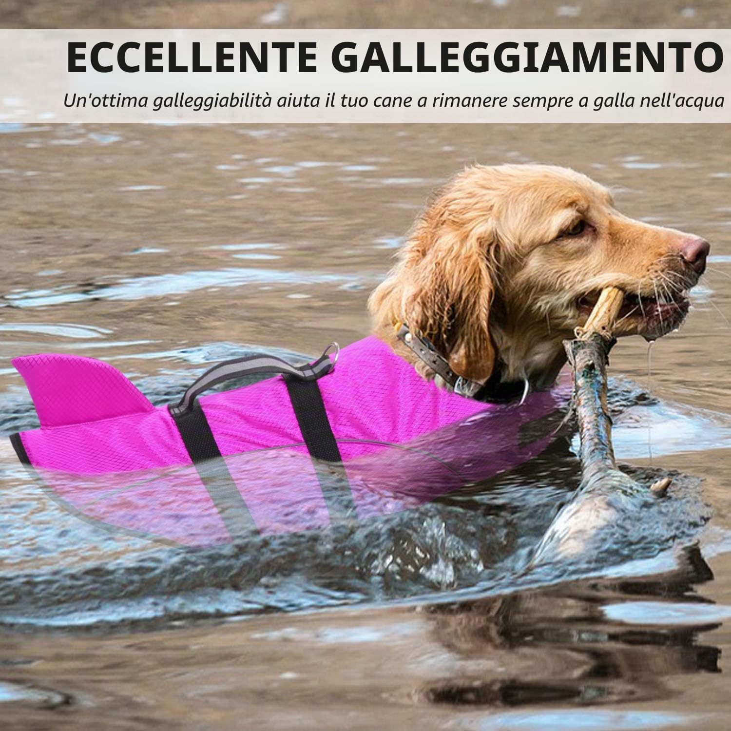 Thumbnail 1 de Queenmore Ripstop Grande Giubbotto Salvagente per Cani Fish Style Regolabile Rosato Rosato
