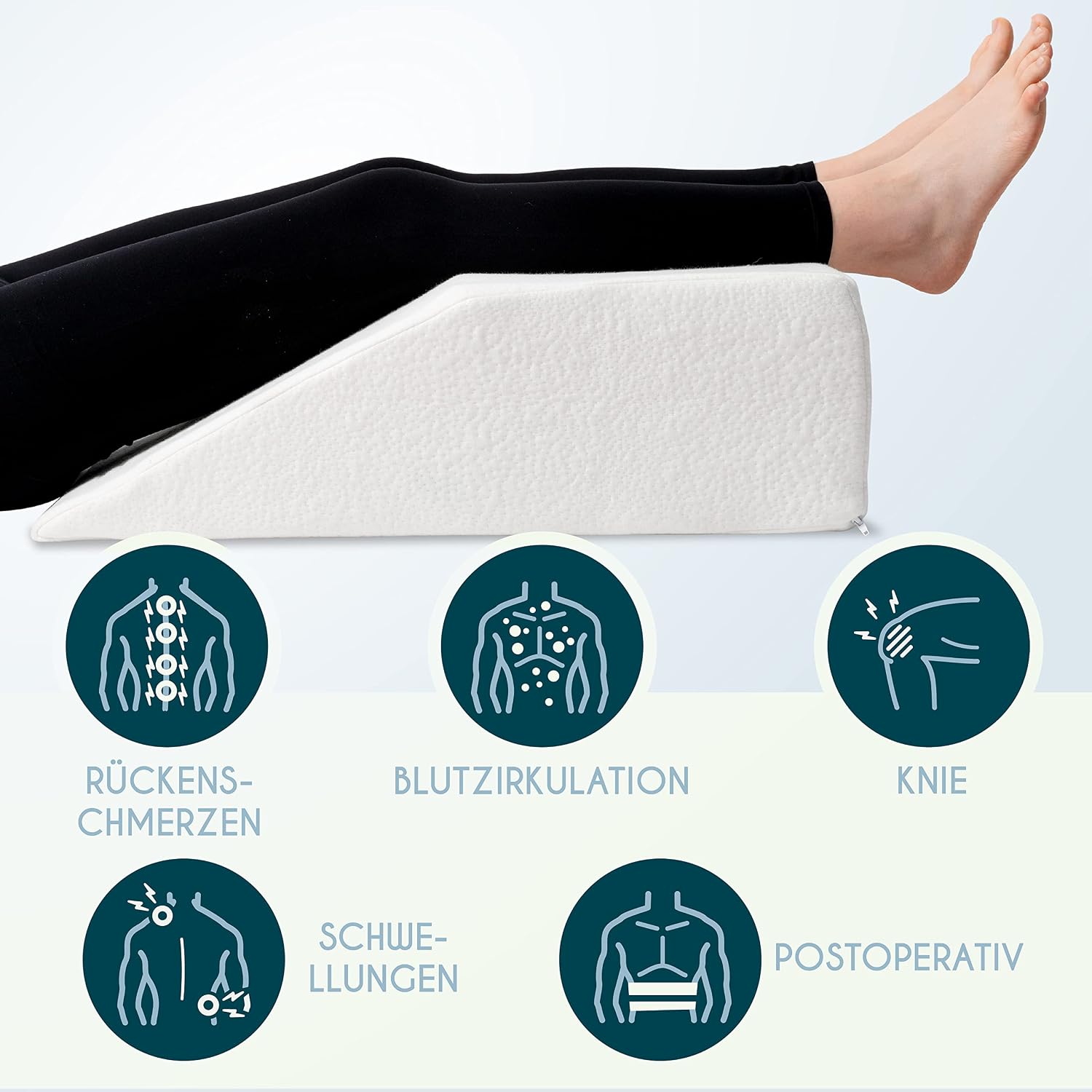 Thumbnail 1 de Dreamzie Ergonomisches Beinhochlagerungskissen 63x52x18 cm – Memory-Schaum, hypoallergen, Waschbar