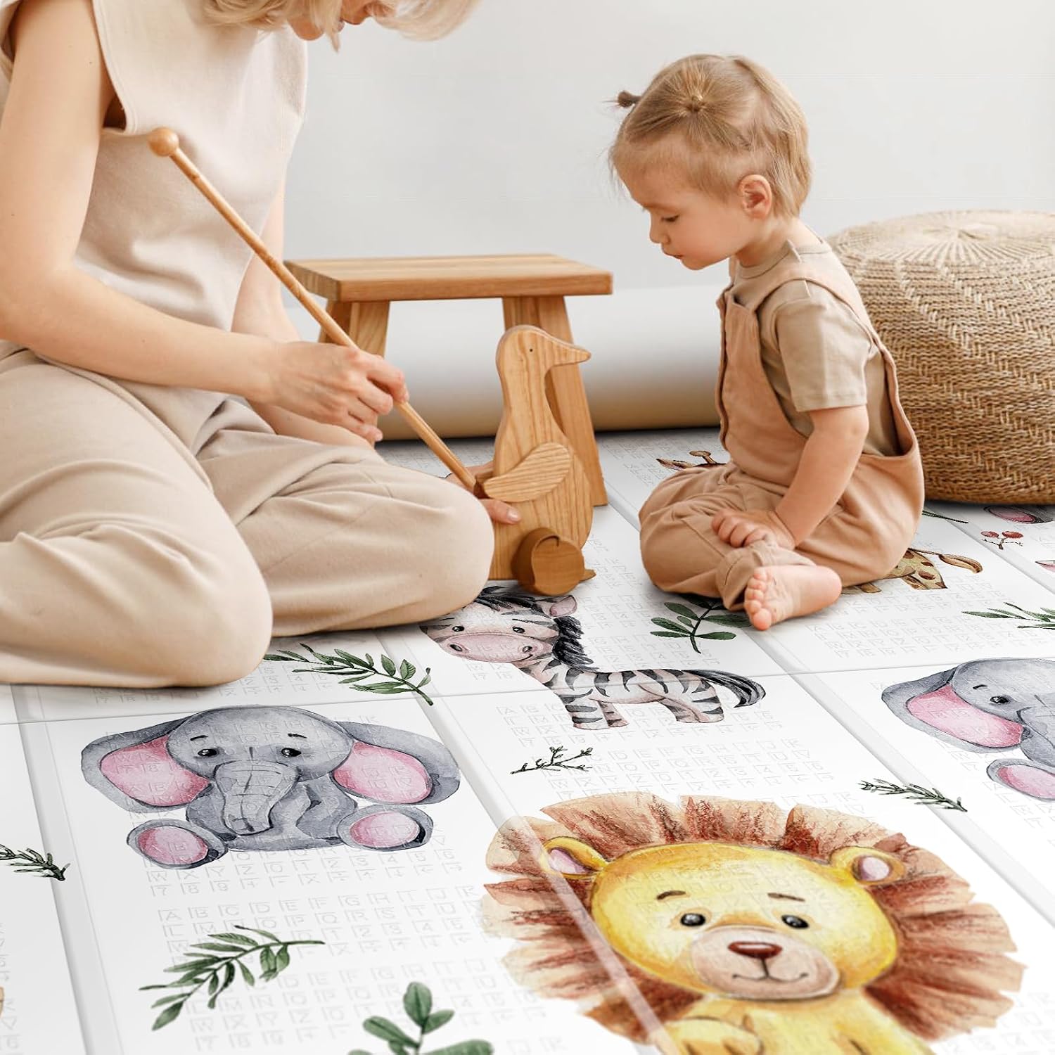 Thumbnail 6 de NOONKTY 79 x 71-Inch Baby Play Mat, Foldable Waterproof XPE Foam, Giraffe & Lion