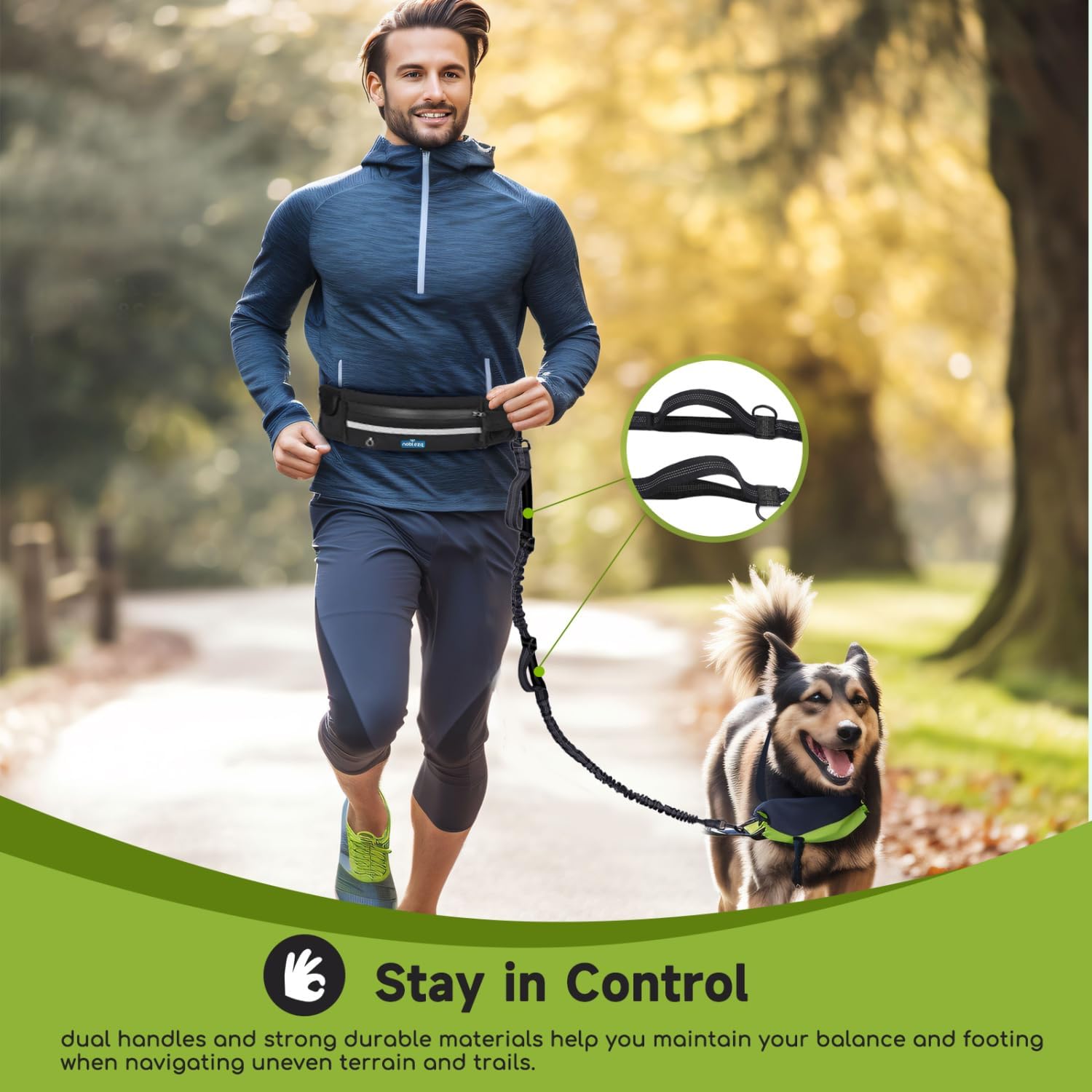 Thumbnail 5 de Nobleza Laisse Mains Libres pour Chien – Ceinture de Formation et Laisse Multifonction, avec Absorption de Choc et Bande Réfléchissante