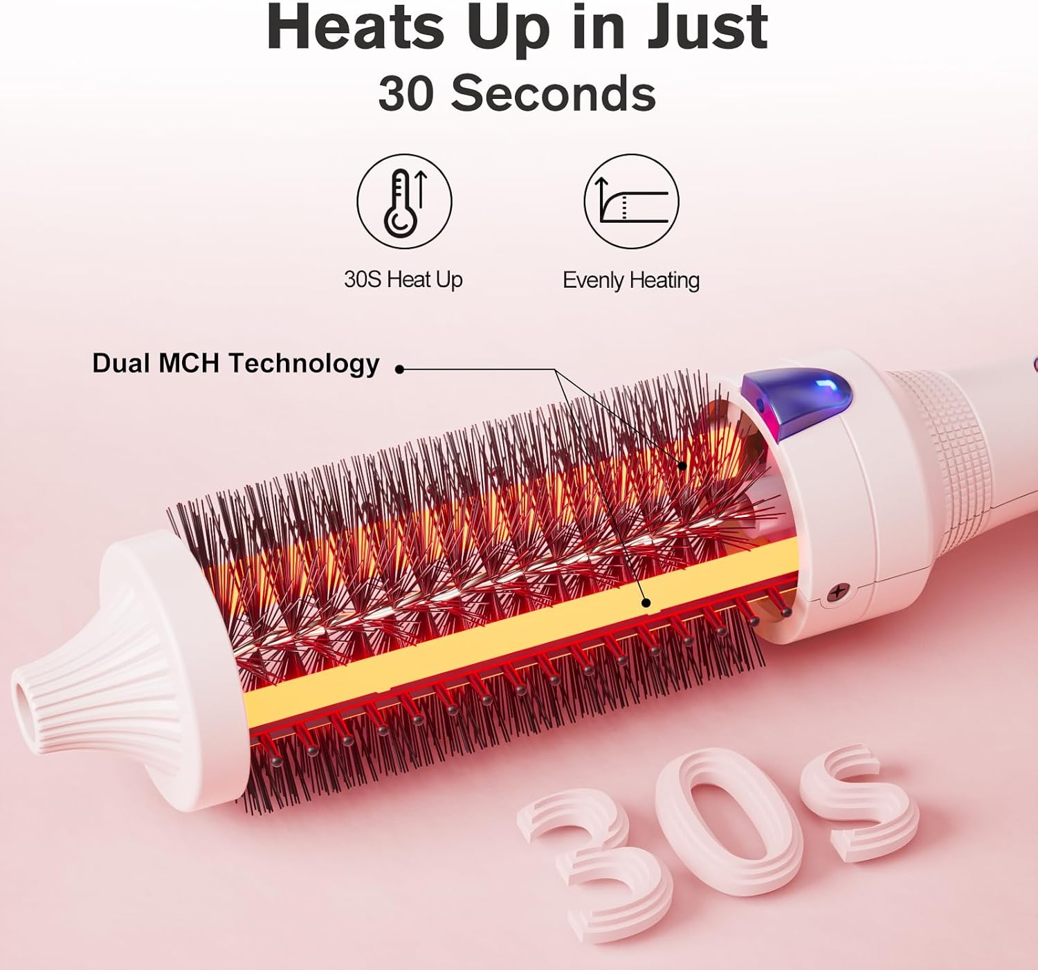 Thumbnail 5 de K&K Thermal Brush Keratin Protect Heated Barrel (38 mm) Pink – Dual Voltage, Ionic, UK Plug