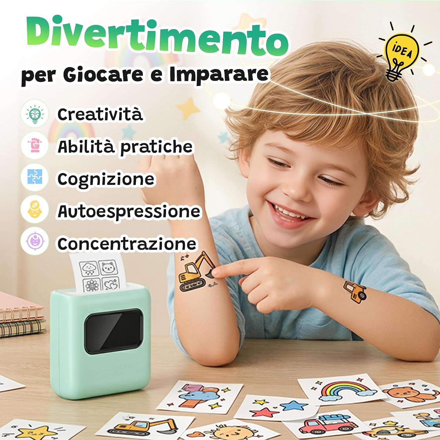 Detalle 2 de TATTMUSE Stampante Tatuaggi per Bambini 40 fogli