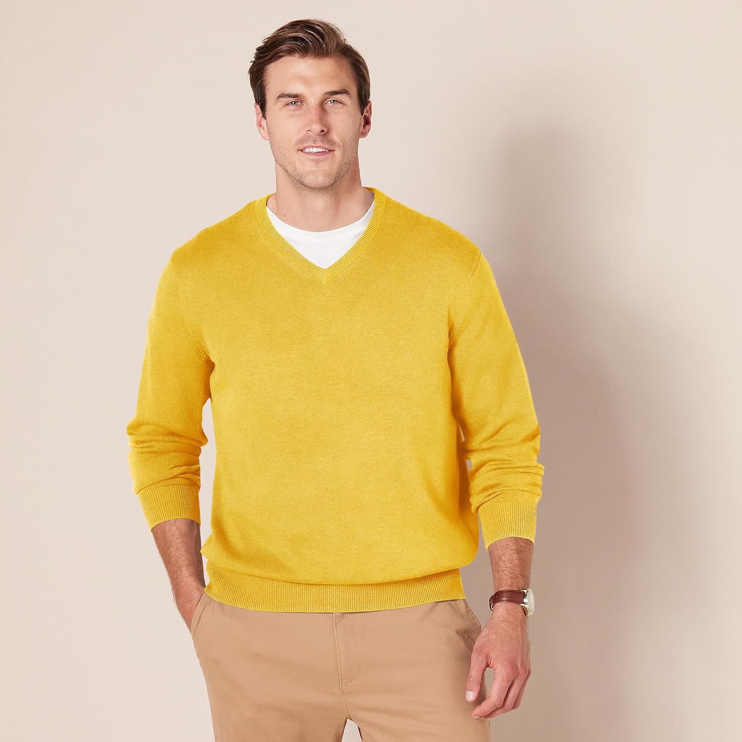 Thumbnail 4 de Amazon Essentials Herren V-Ausschnitt Pullover aus Baumwolle – normale Passform
