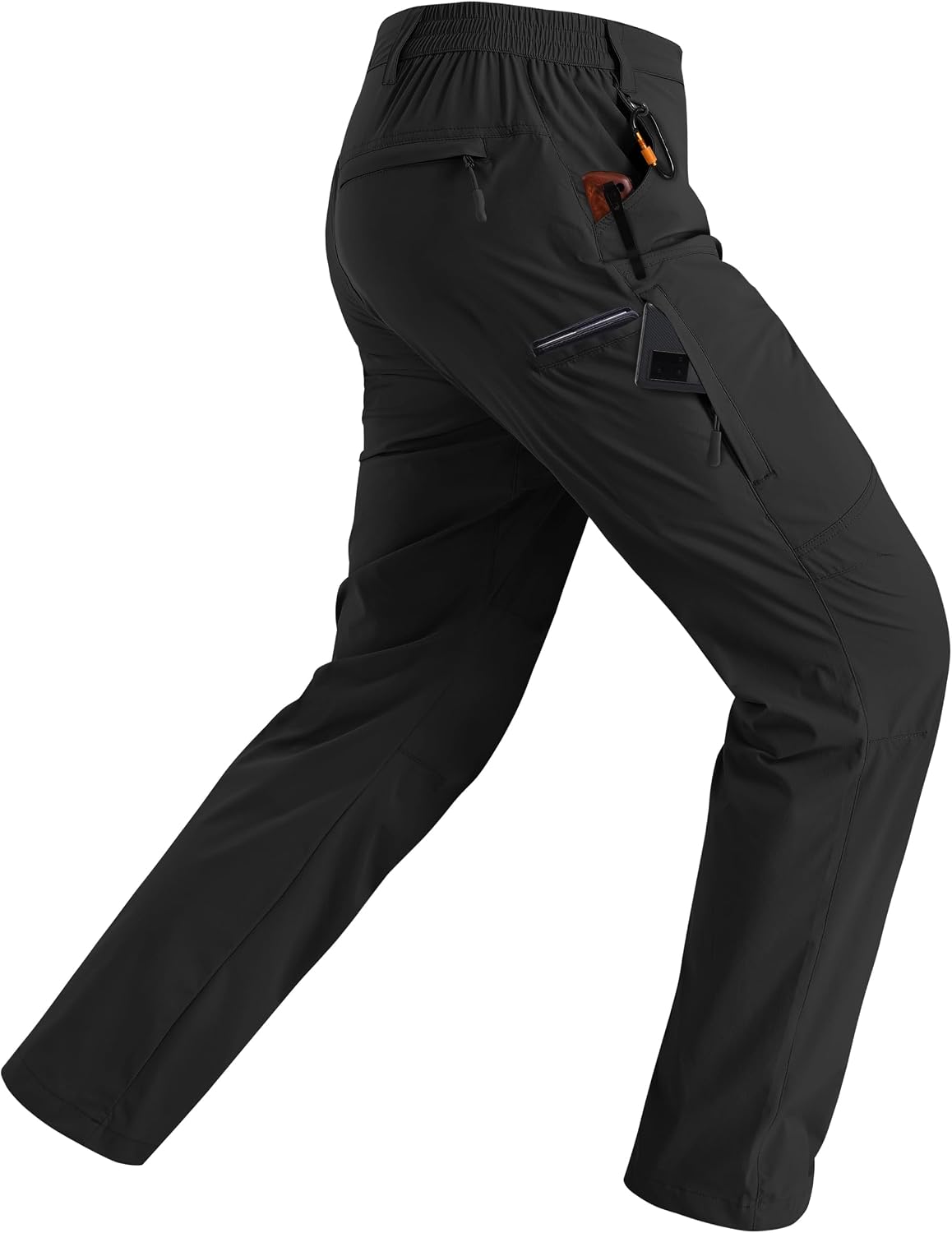 Detalle de Rapoo Men's Hiking Pants: Lightweight, Water-Resistant Nylon Cargo Pants with 6 Pockets