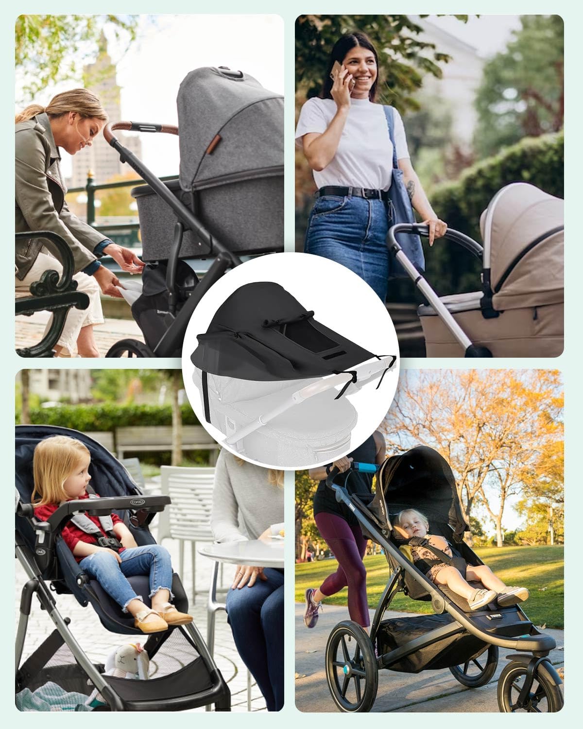 Thumbnail 6 de MOXTOYU Universal Pram Sunshade Cover with Breathable Viewing Window (Black)