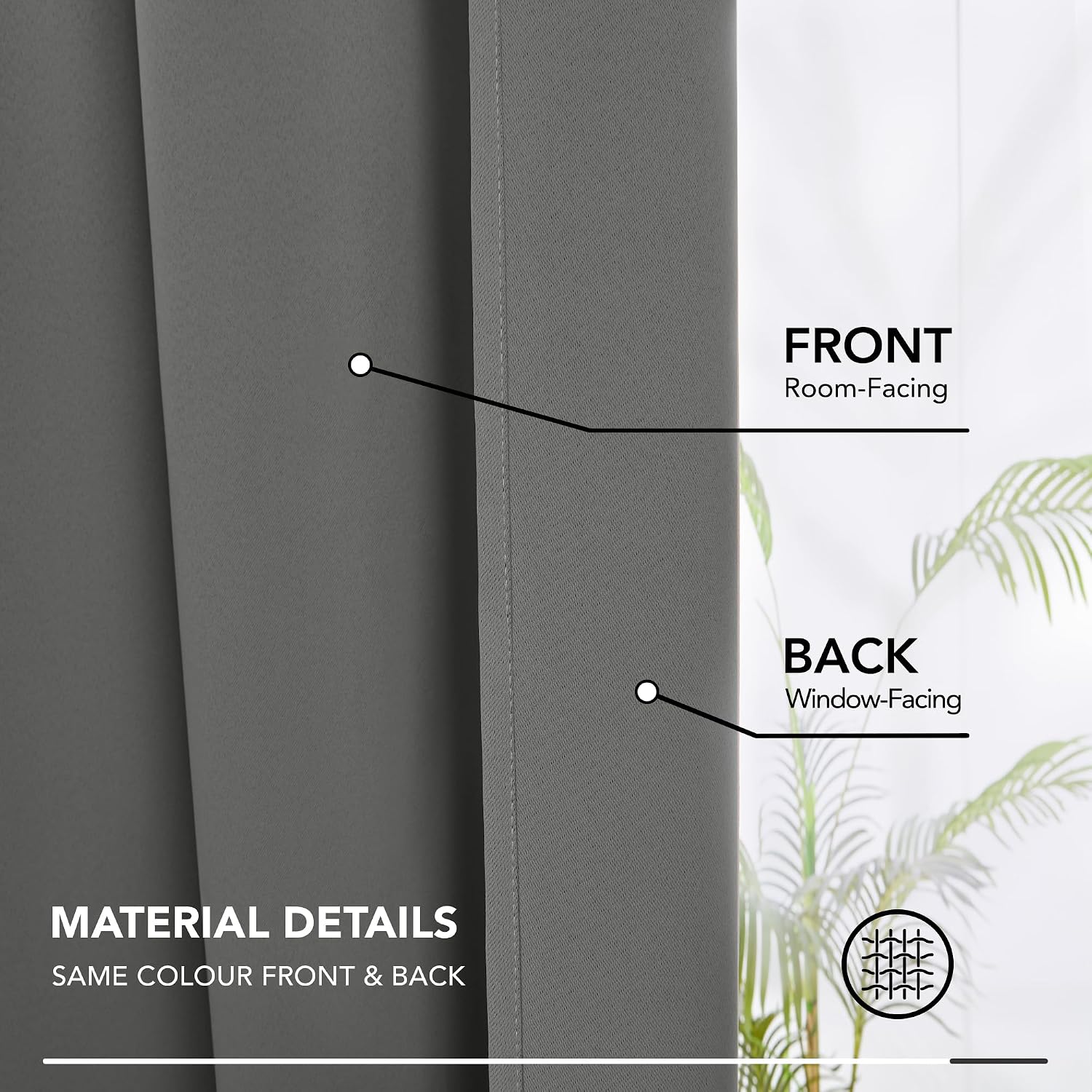 Detalle 2 de Deconovo Super Soft Pencil Pleat Curtains 66×63 Inch 🏠