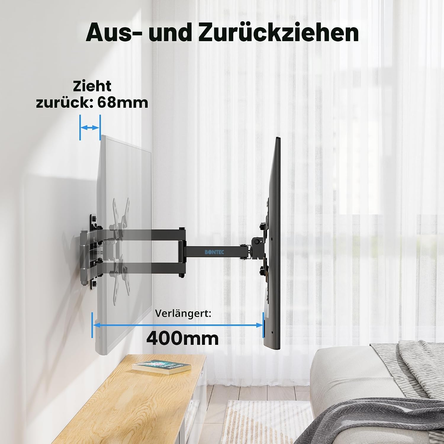 Thumbnail 4 de BONTEC TV-Wandhalterung Schwenk-/Drehbar 400 mm Auszug