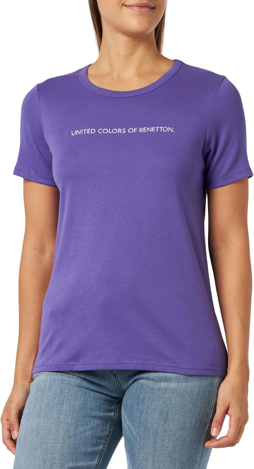 Thumbnail 4 de Benetton Damen Basic T-Shirt 100% Baumwolle
