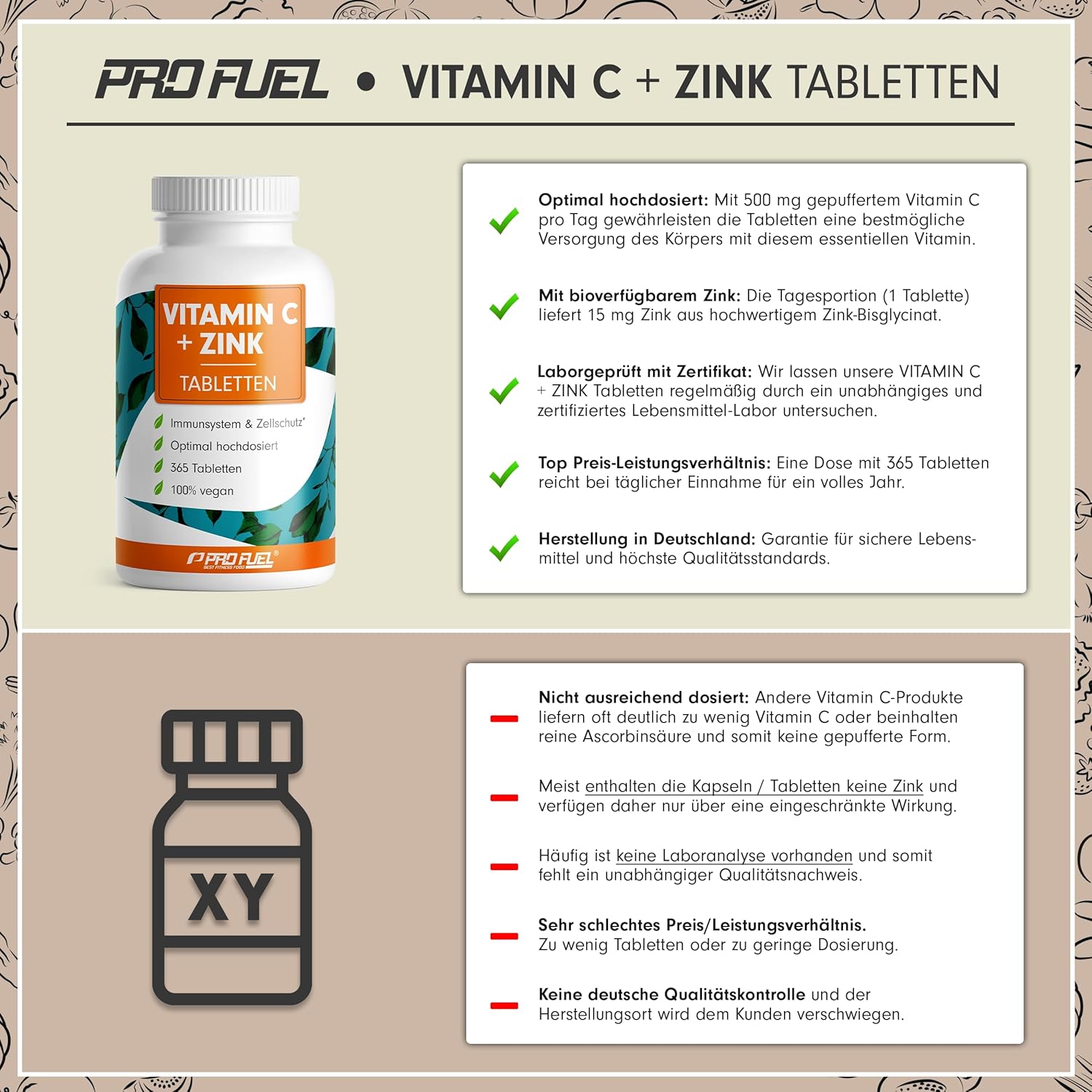 Detalle 1 de Vitamin C + Zink 365 Tabletten đź’Š