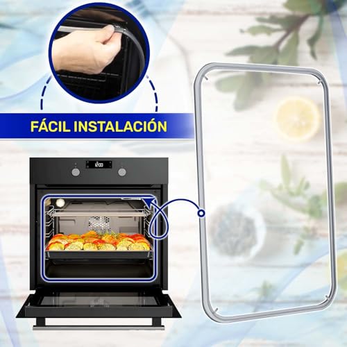 Detalle de Goma de puerta de horno MONTERAL 480x360 mm con 4 ganchos — compatible con Miele, Imperial, Quelle y más