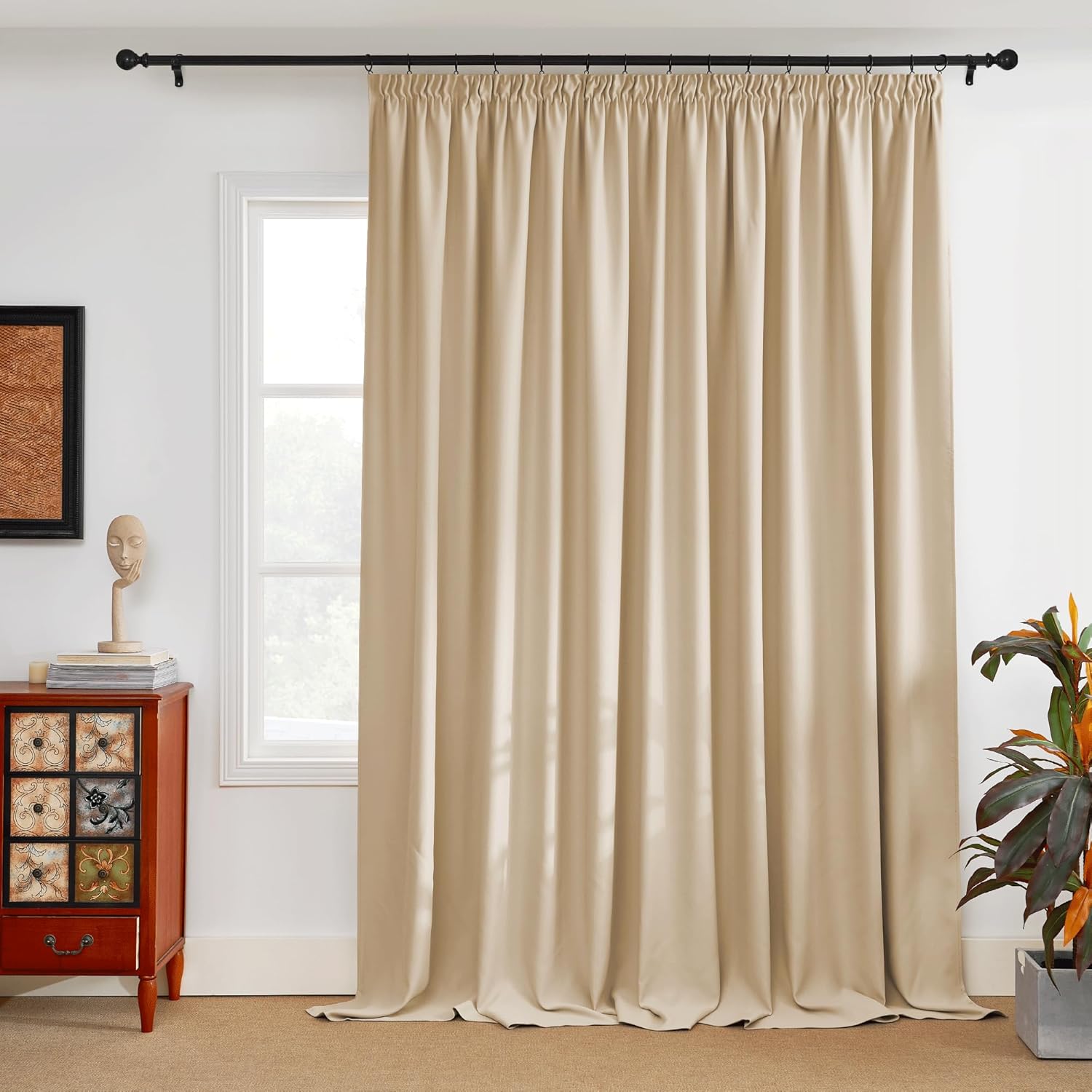 Thumbnail 1 de PONY DANCE Verdunkelungsvorhang Biscotti Beige mit Kräuselband – Thermo-Übergardine für Wohnzimmer, 220 x 300 cm (1er-Set)