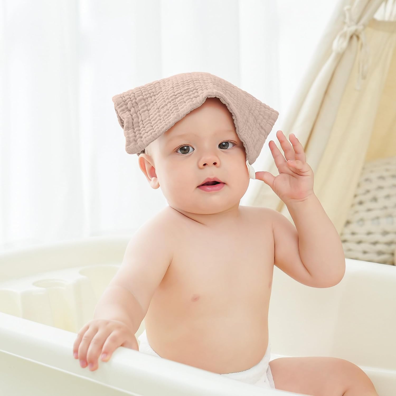 Detalle de Bearmoss muslin baby burp cloths 25x25cm 10 pack