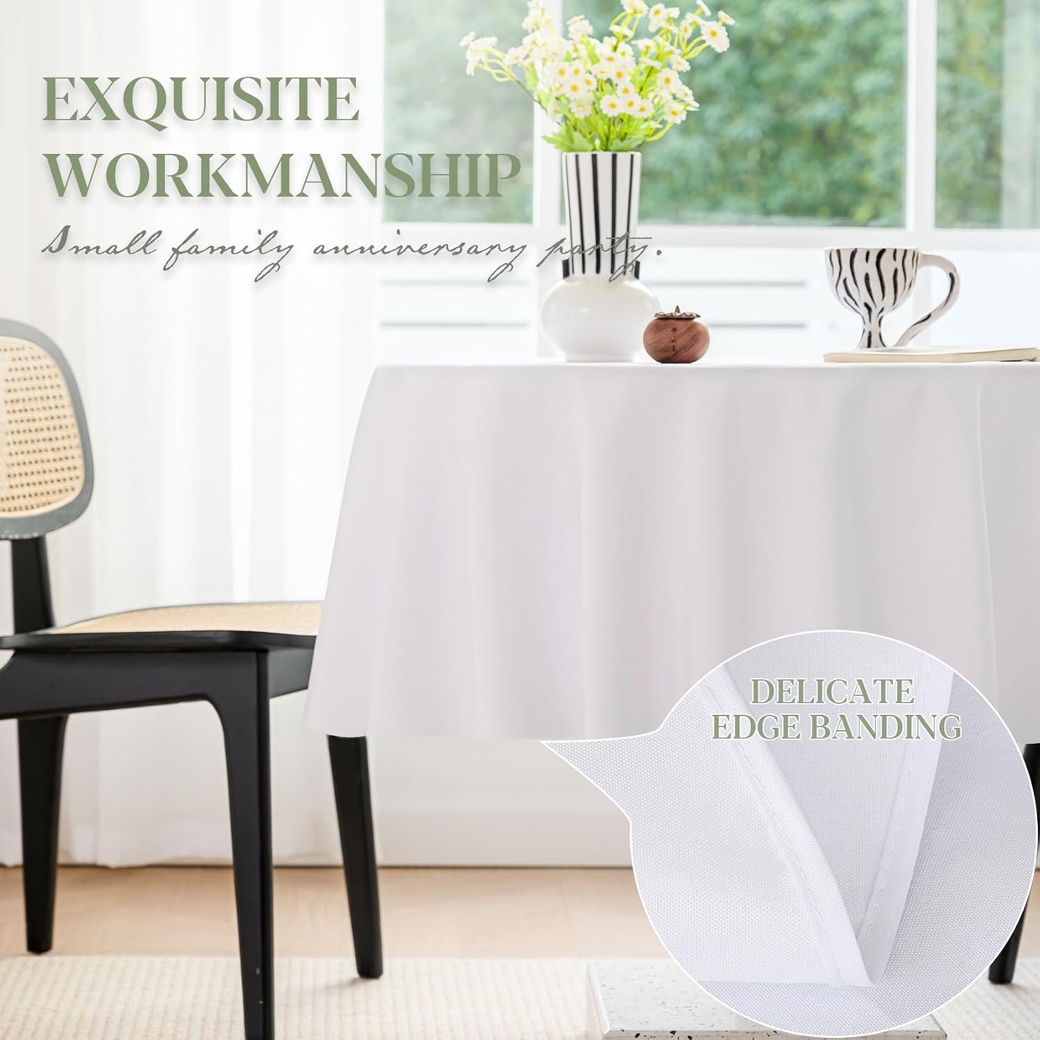 Detalle 2 de BYDOLL Table Cloth Round 48-Inch Waterproof Polyester Tablecloth
