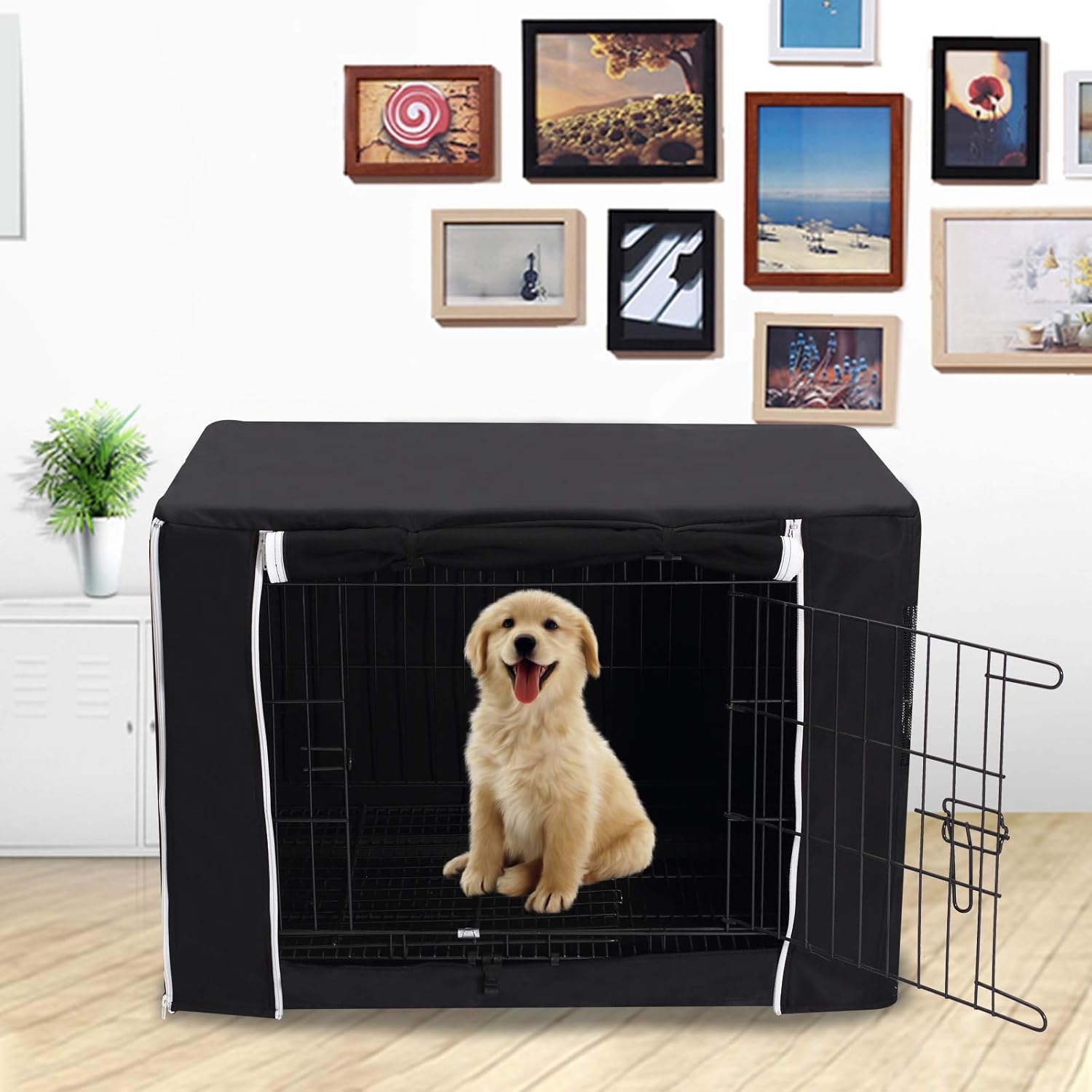Thumbnail 2 de Morezi Dog Crate Cover for Wire Crates (Heavy Duty Waterproof, Windproof) – Black – Cover only, L 0722