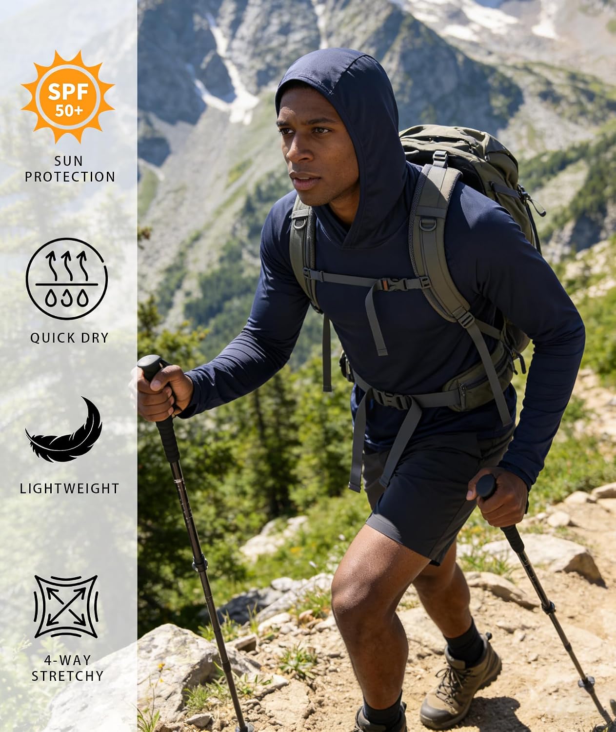 Thumbnail 6 de WENTTUO 5-Pack: Men's UPF 50+ Sun Protection Hoodie Long Sleeve Shirts