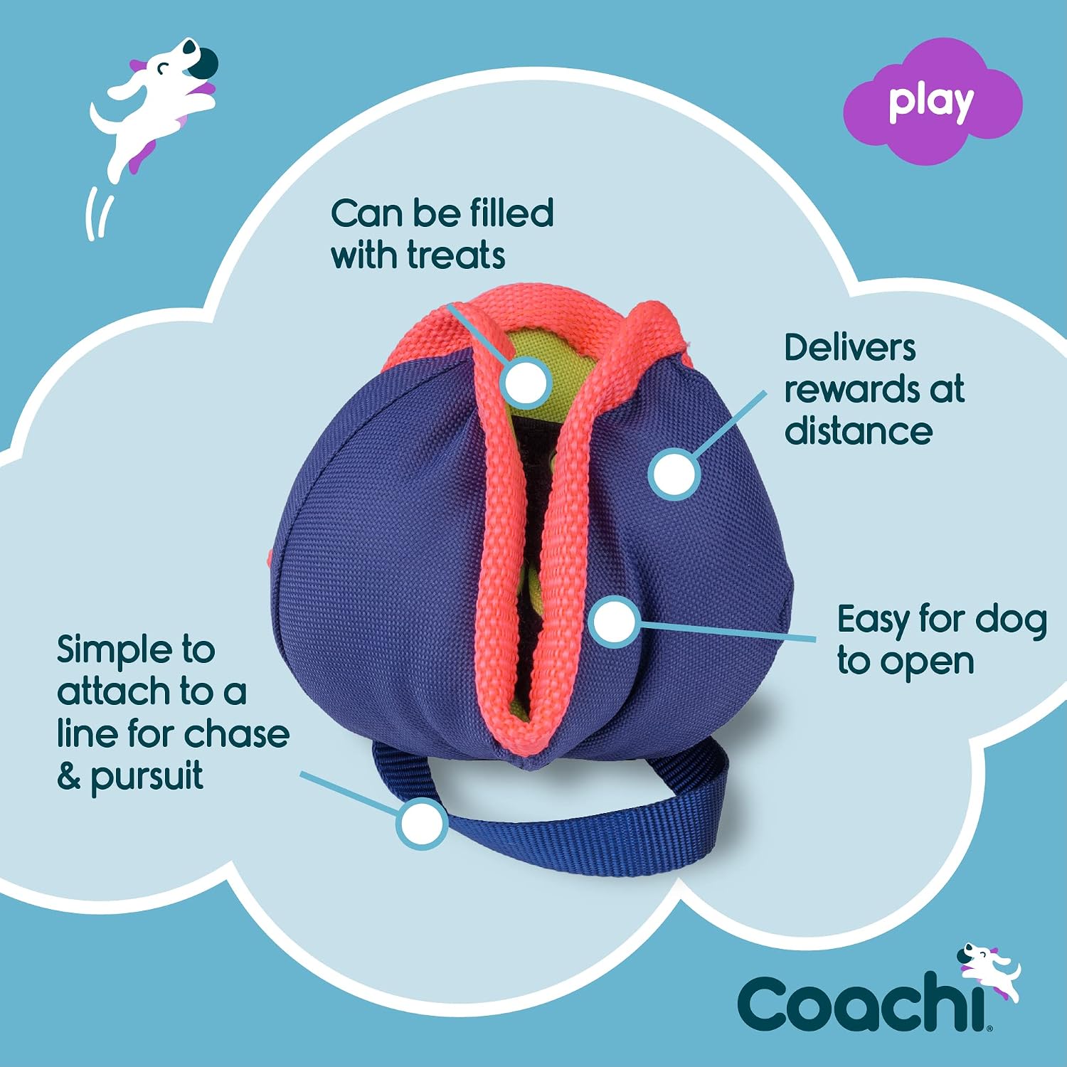 Detalle de Coachi Chase & Treat 犬用おやつトイ|追いかけ遊び・遠隔トレーニング向け