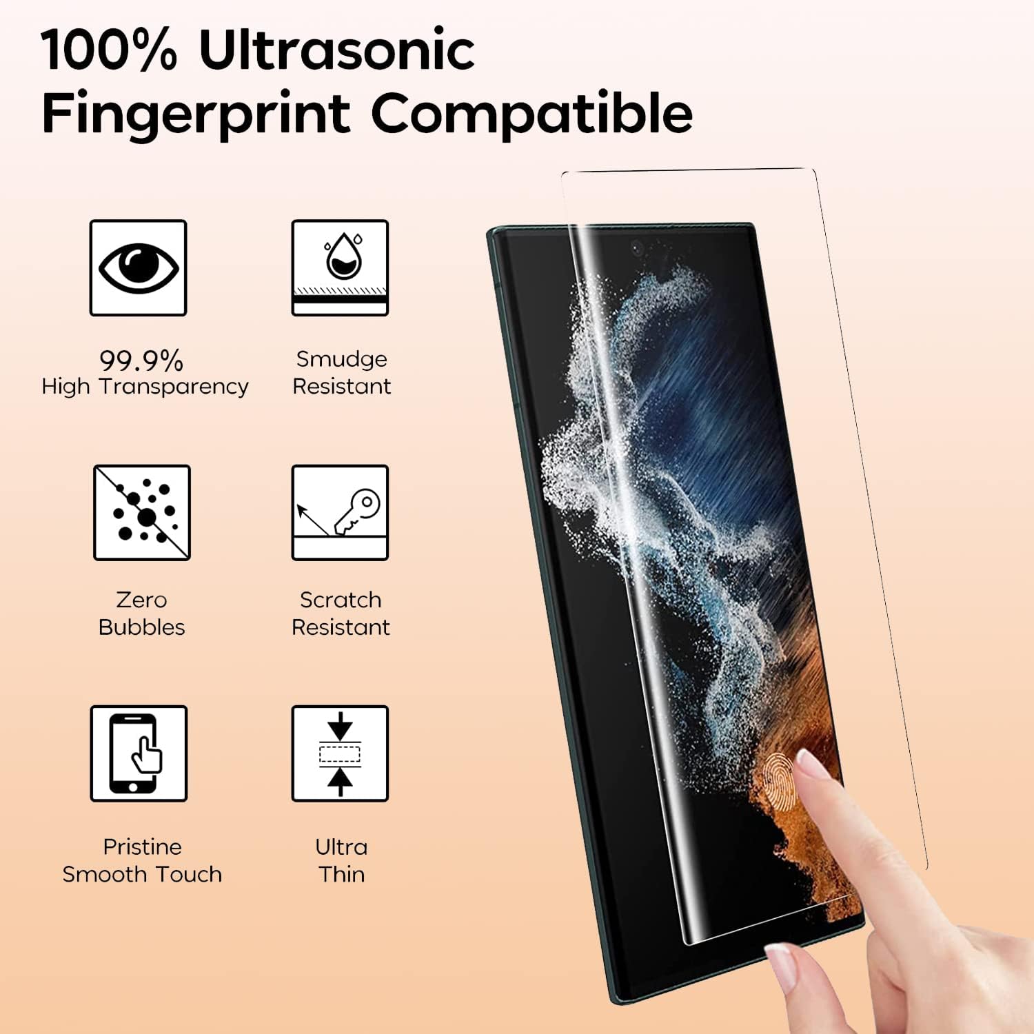 Detalle 2 de XDesign Galaxy S23 Ultra Screen Protector, 2+2 Pack Tempered Glass, 9H