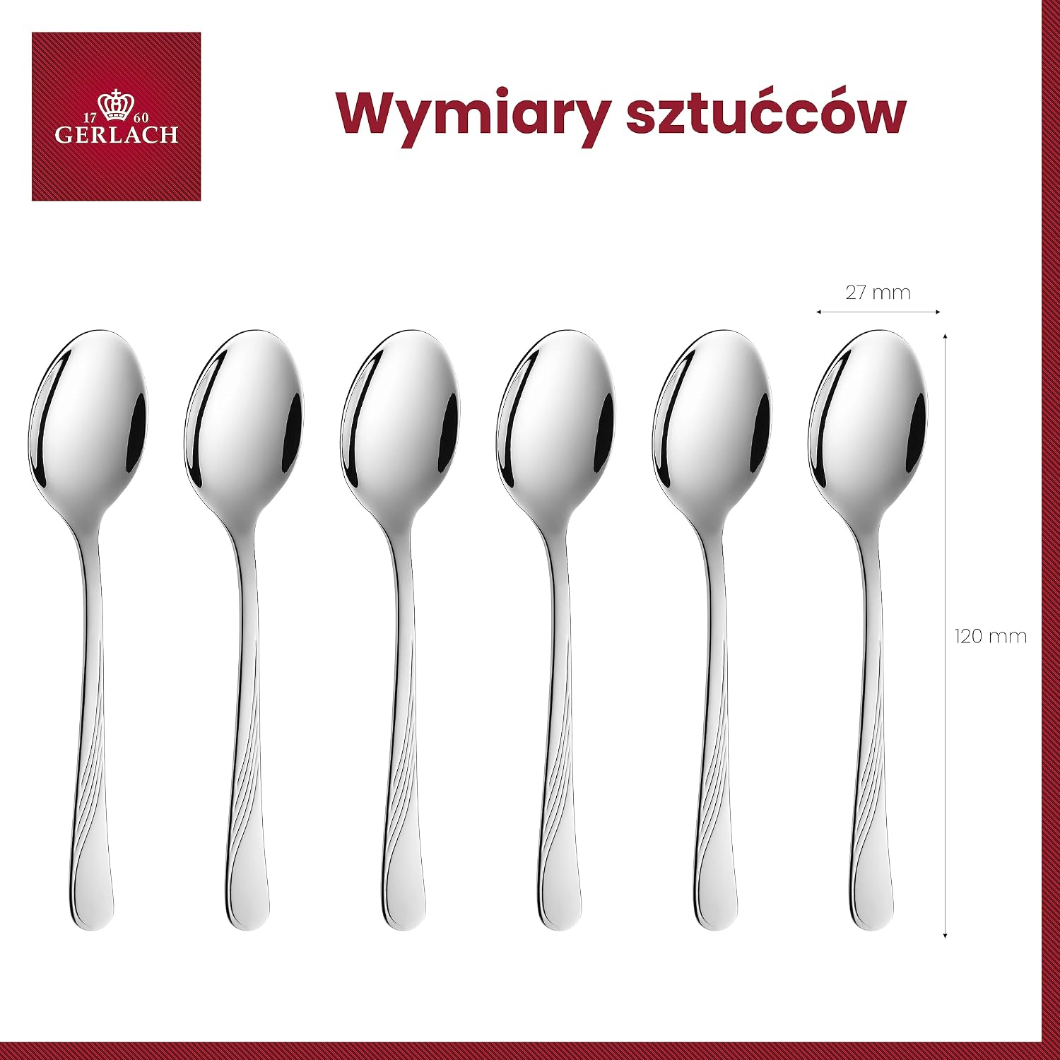 Detalle de Gerlach Celestia G01-004AP-LZKA-06PU-S1S1-01 – 6 srebrnych łyżeczek do kawy