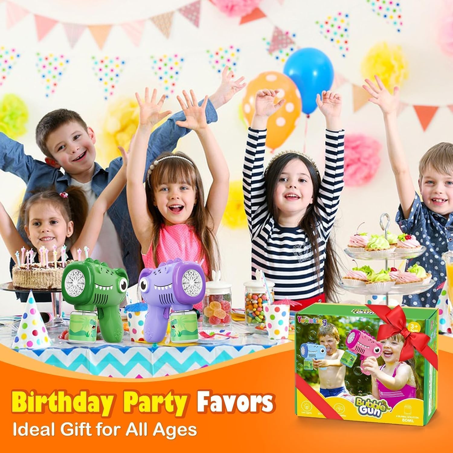 Thumbnail 6 de Yunaking 2-Pack Bubble Machine Gun for Kids: Rechargeable Outdoor Bubble Fun