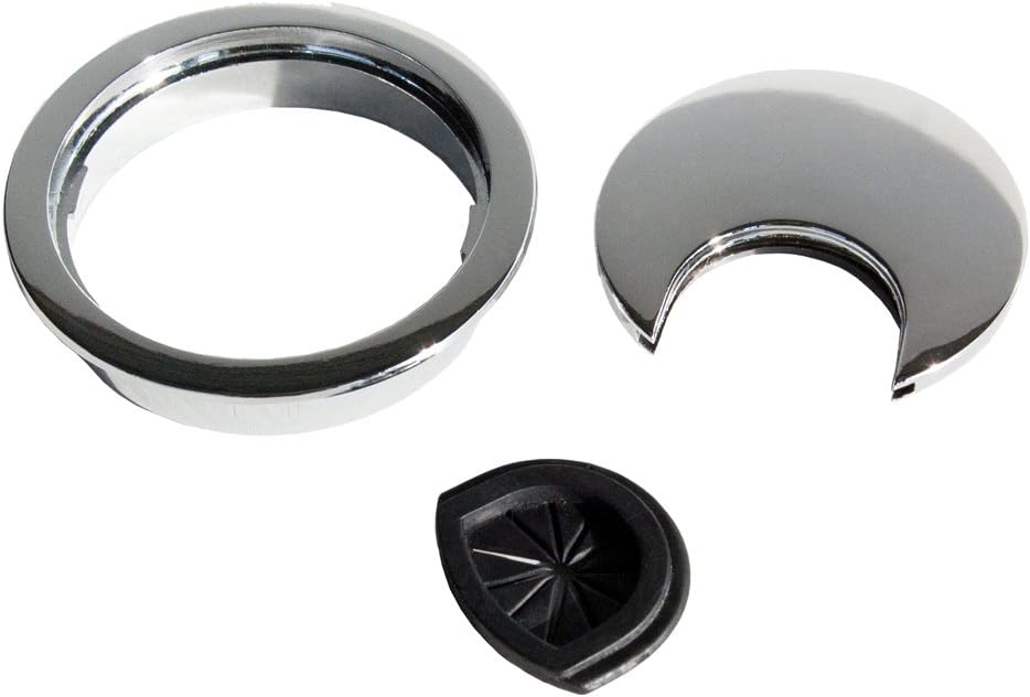 Thumbnail 3 de Emuca Passe-câble Rond Encastrable Ø80 mm – Zamac Chromé Mat pour Bureau